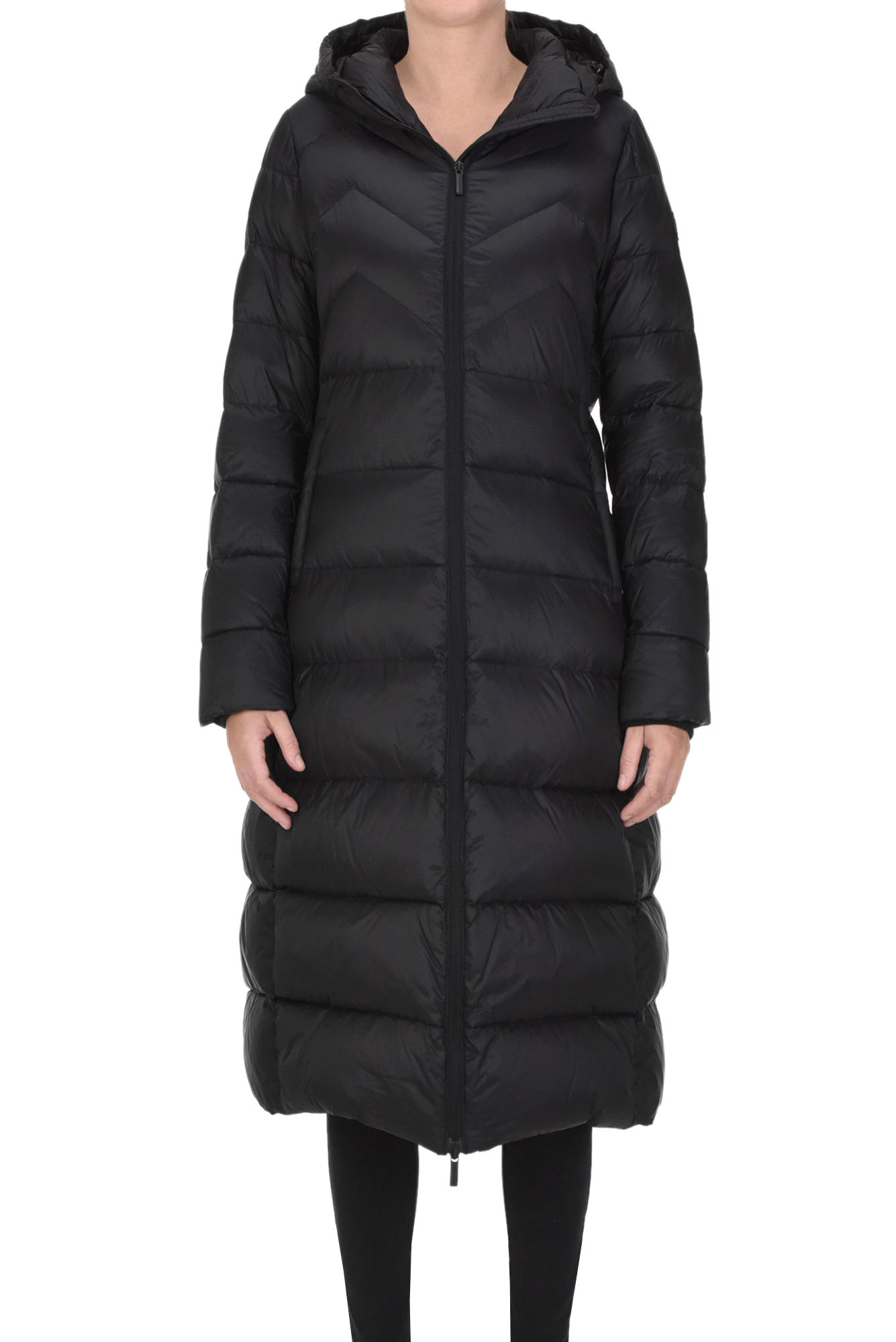 .12 Puntododici Quilted Long Down Jacket In Black