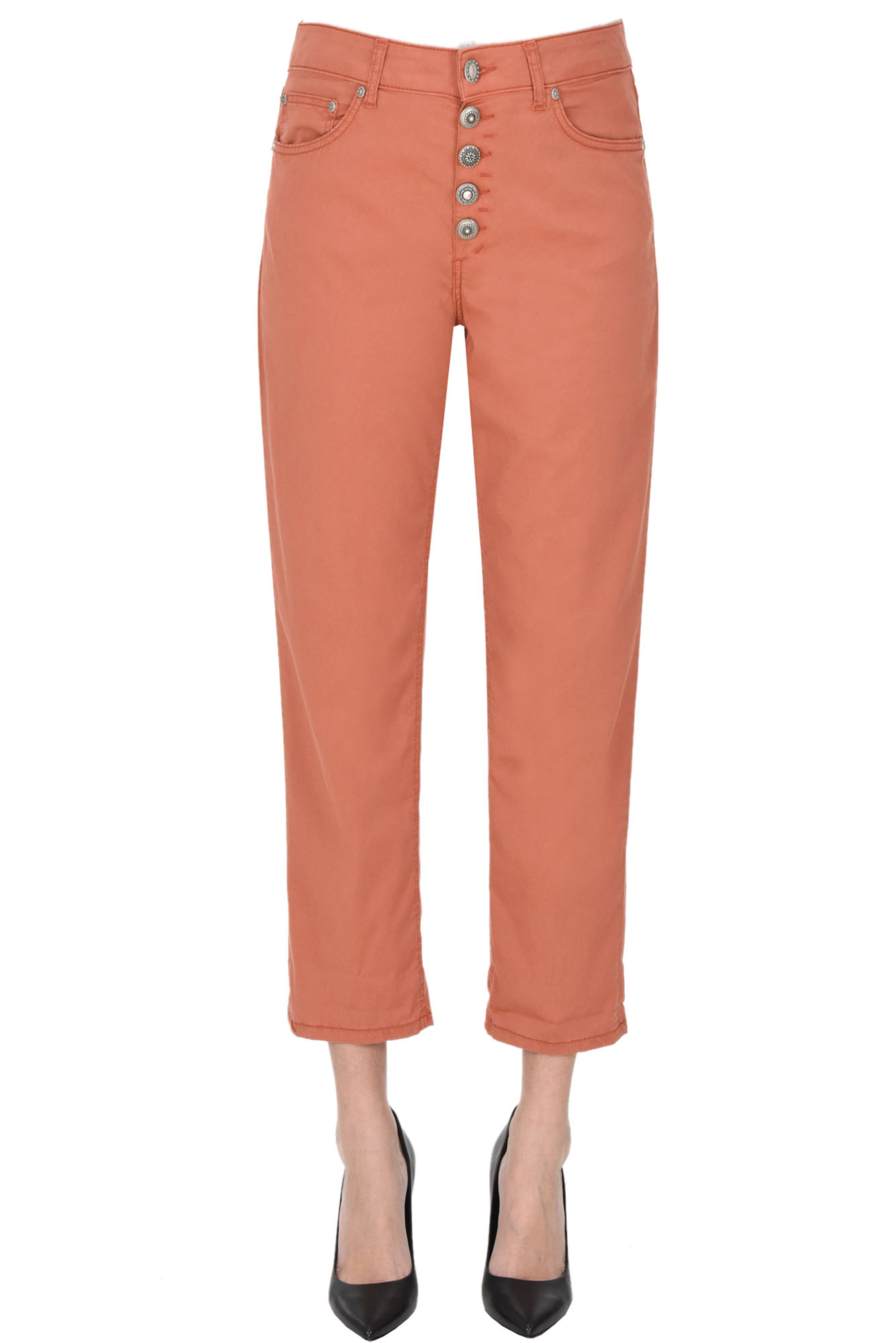 Shop Dondup Koons Trousers In Brick Red