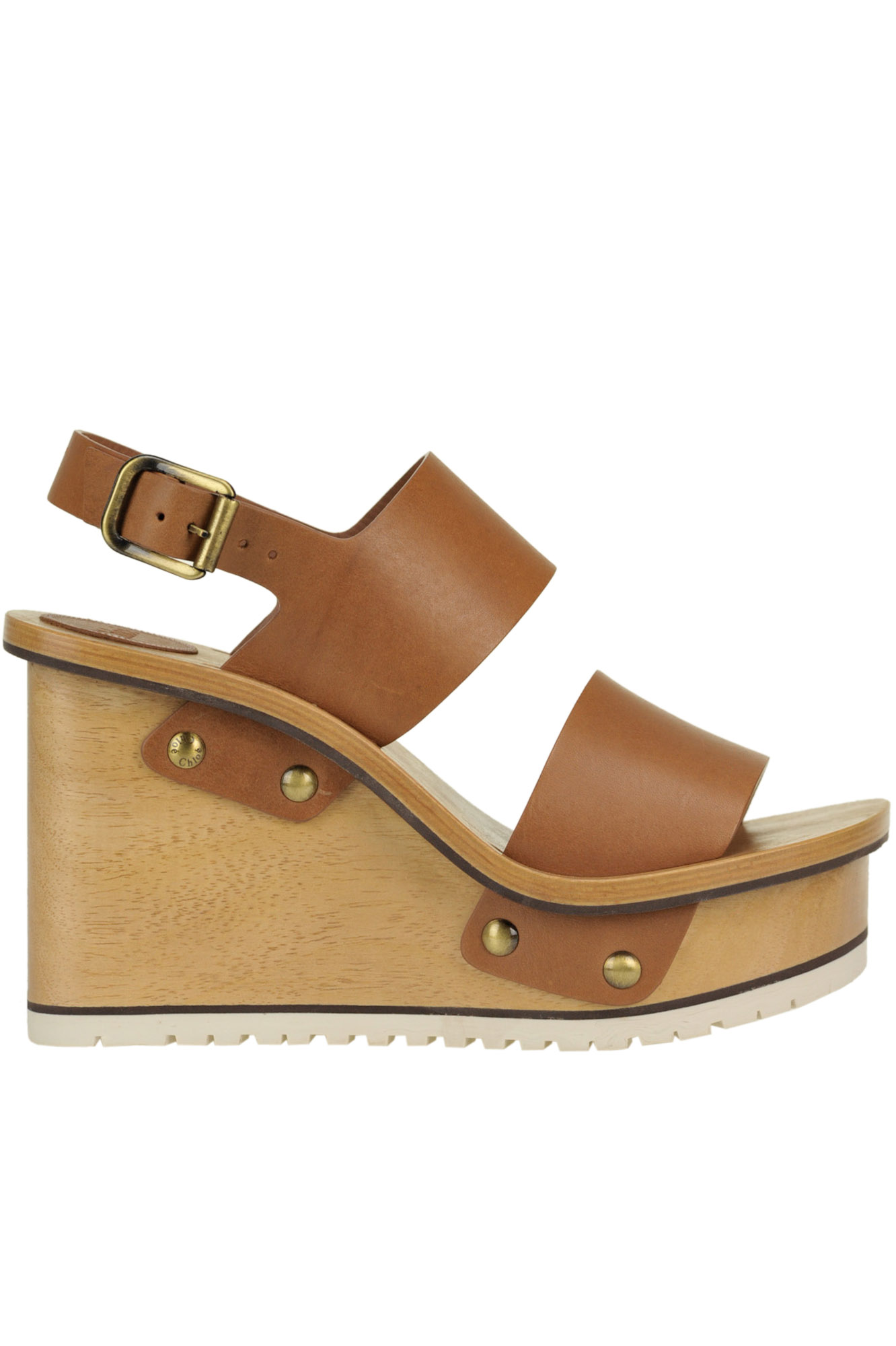CHLOÉ LEATHER WEDGE SANDALS