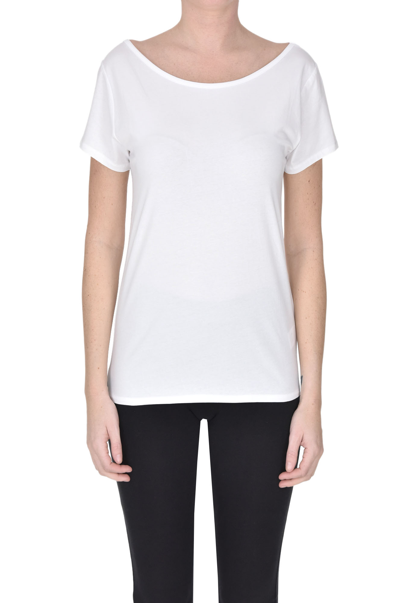 Alpha Studio Stretch Cotton T-shirt In White