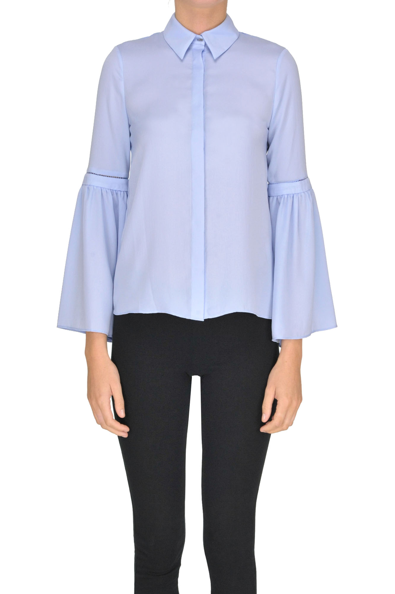 Alice And Olivia Crepè Shirt In Light Blue