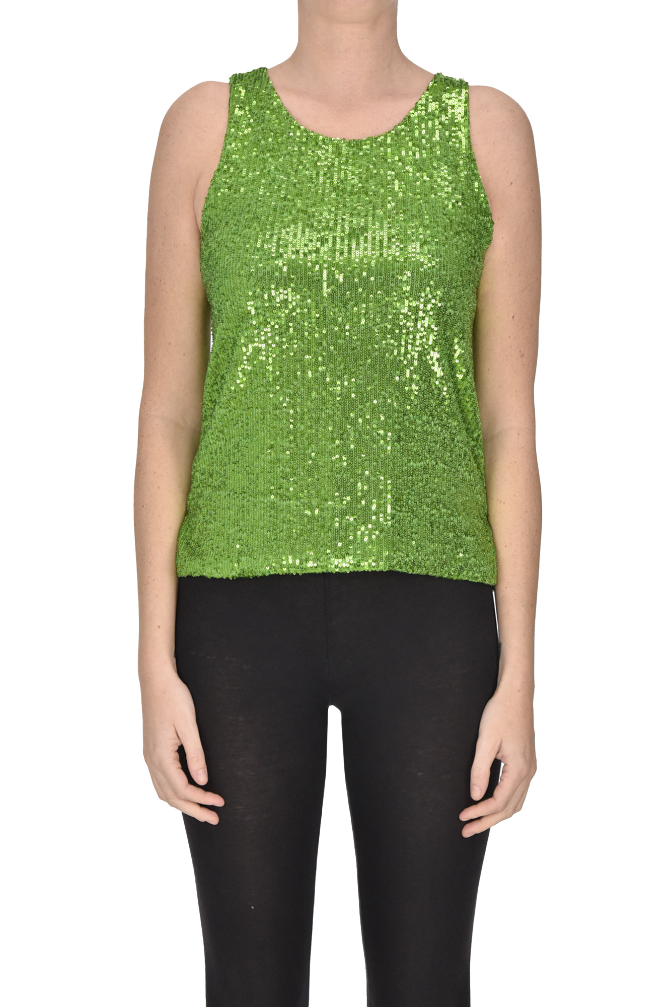 Alessandro Legora Sequined Top In Spring Green