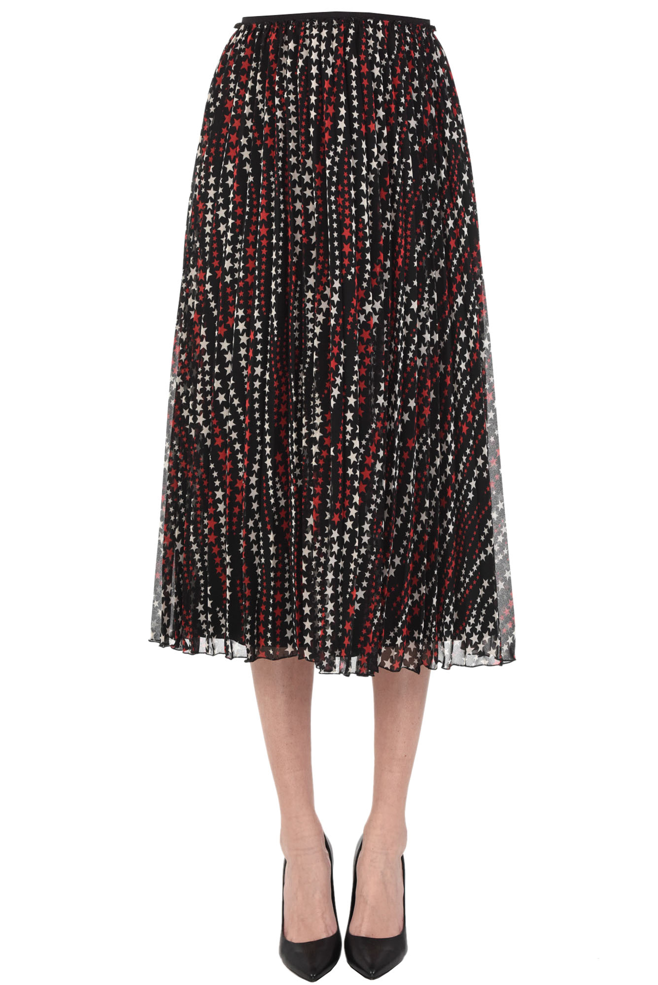 Red Valentino Pleated Crepè Skirt In Black