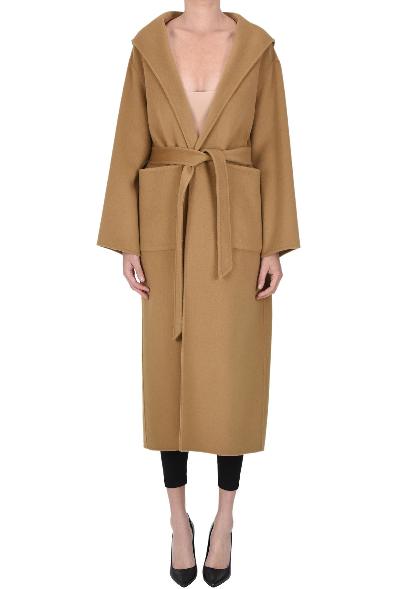 Shop Pinko Ekelon Hooded Coat In Camel