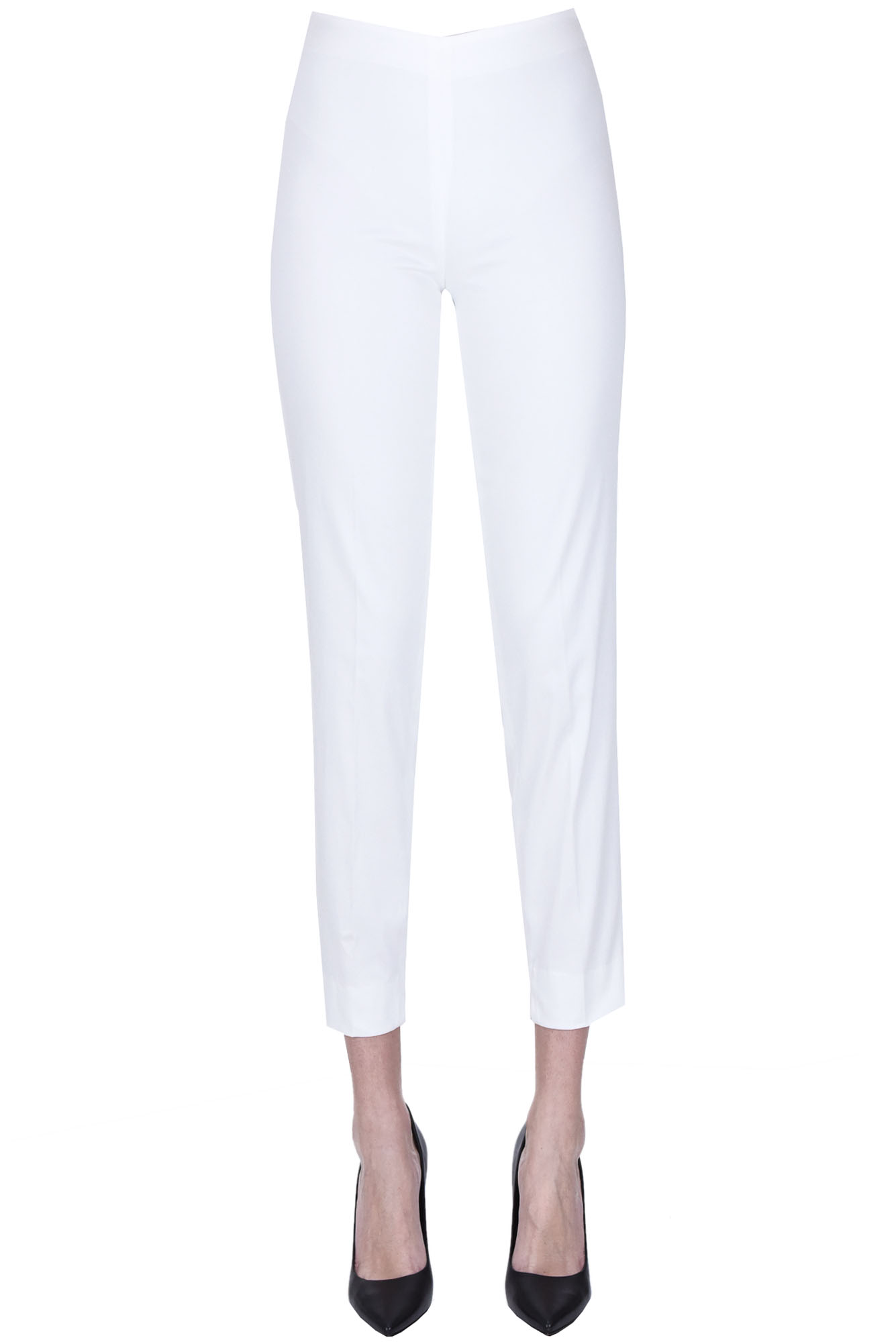 Shop Clips Cotton Slim Trousers In White