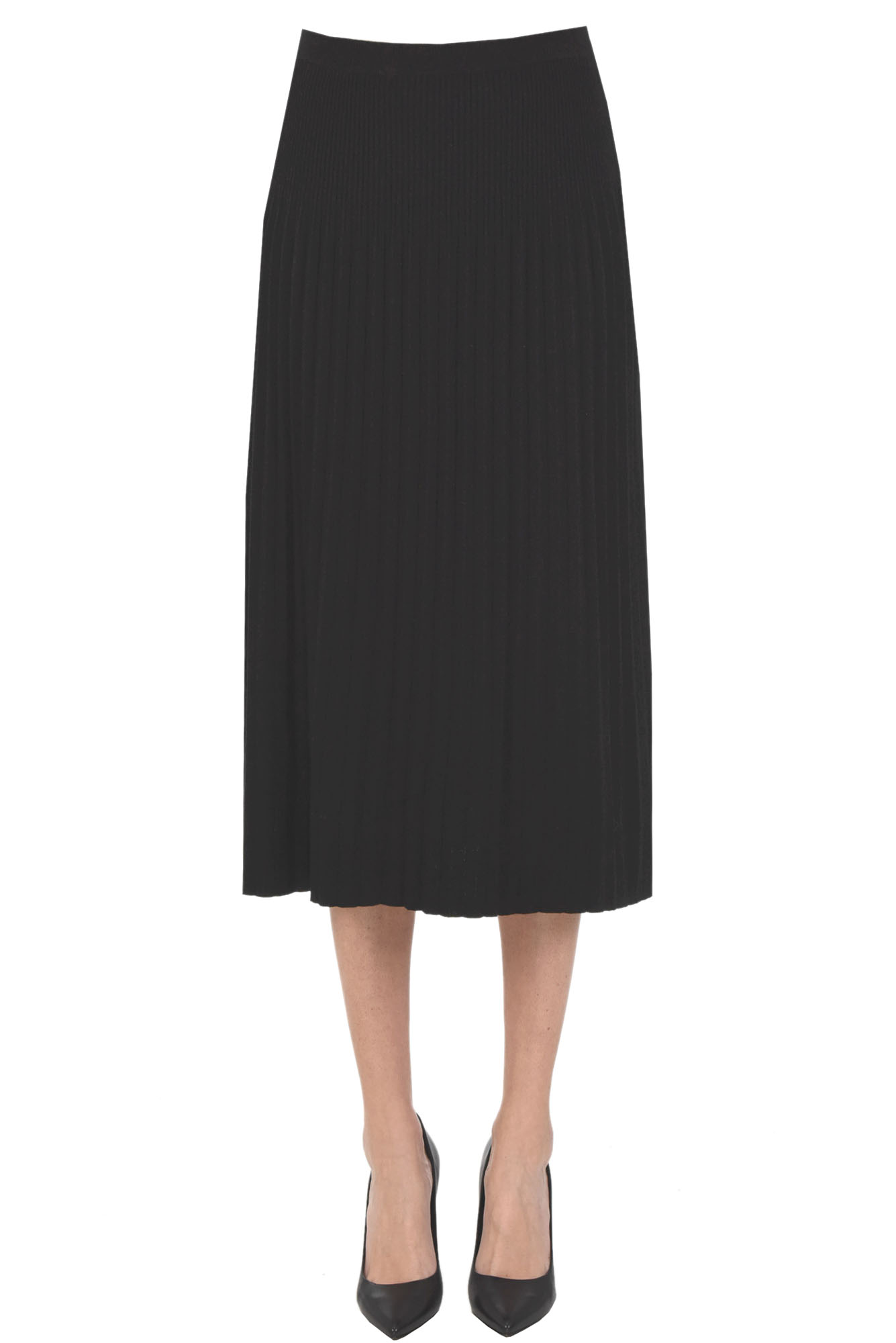 Michael Michael Kors Pleated Knit Skirt In Black