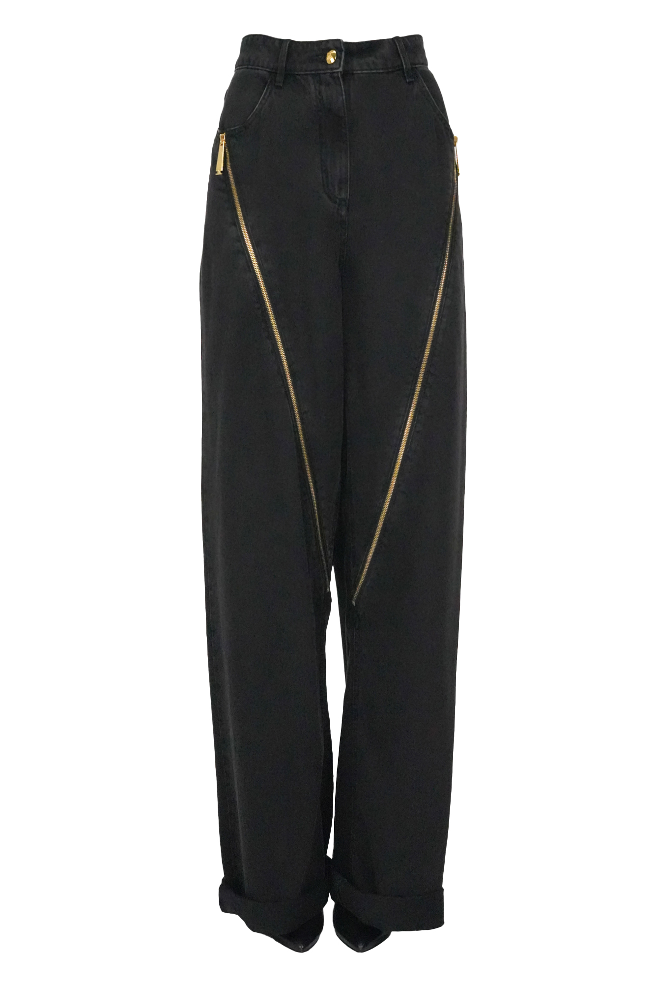 Elisabetta Franchi Decorative Zip Jeans In Black