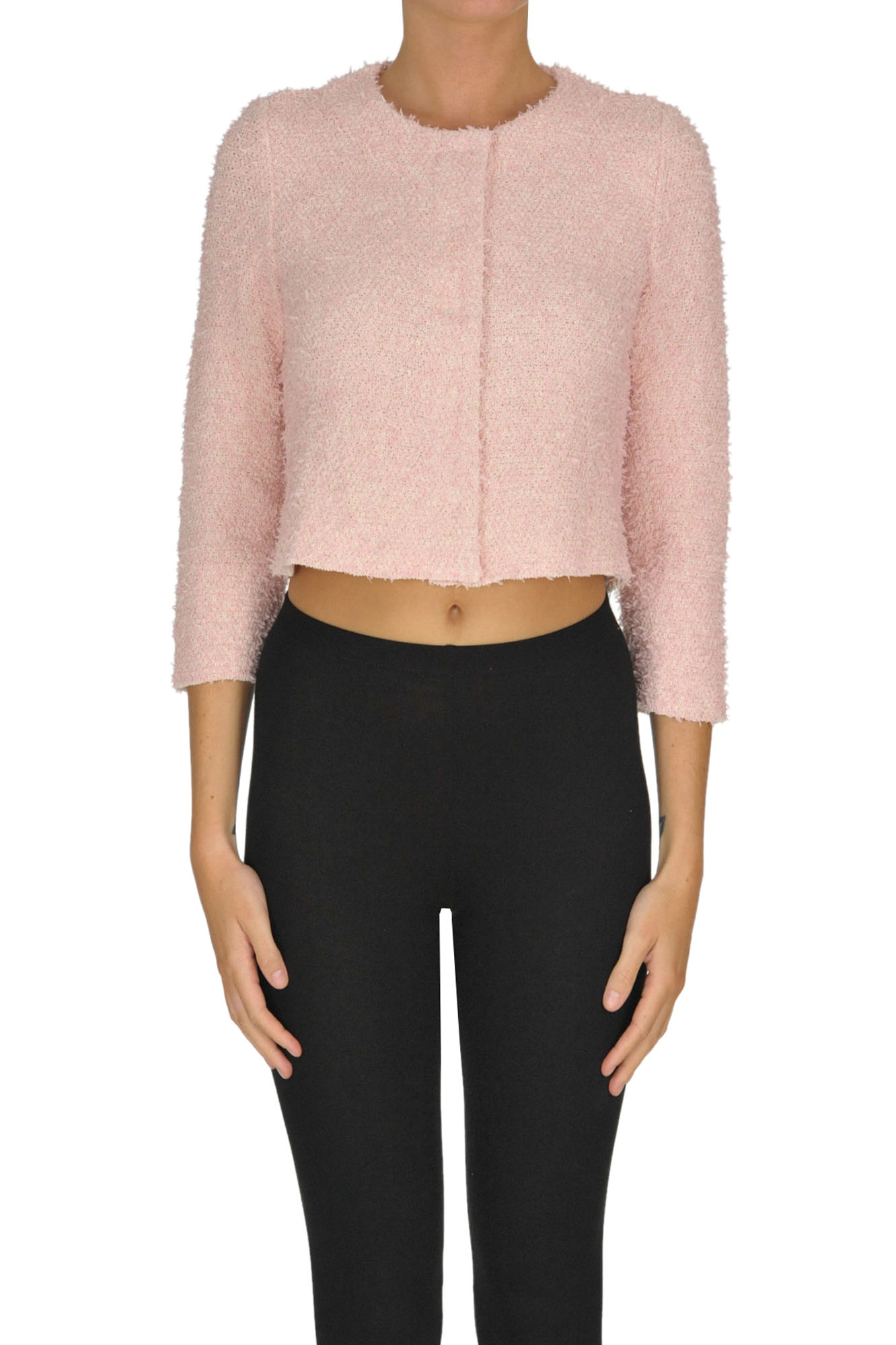 pale pink cropped cardigan