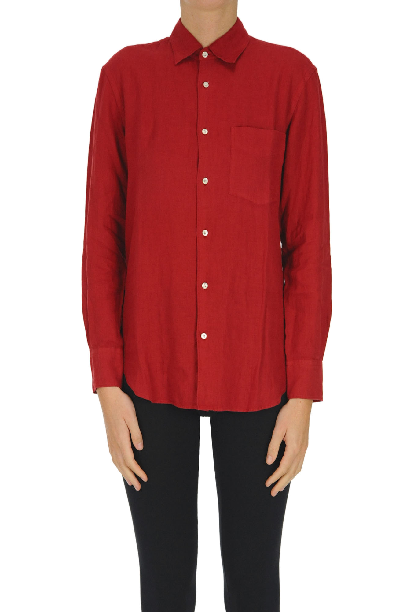 Aspesi Linen Shirt In Fire Red
