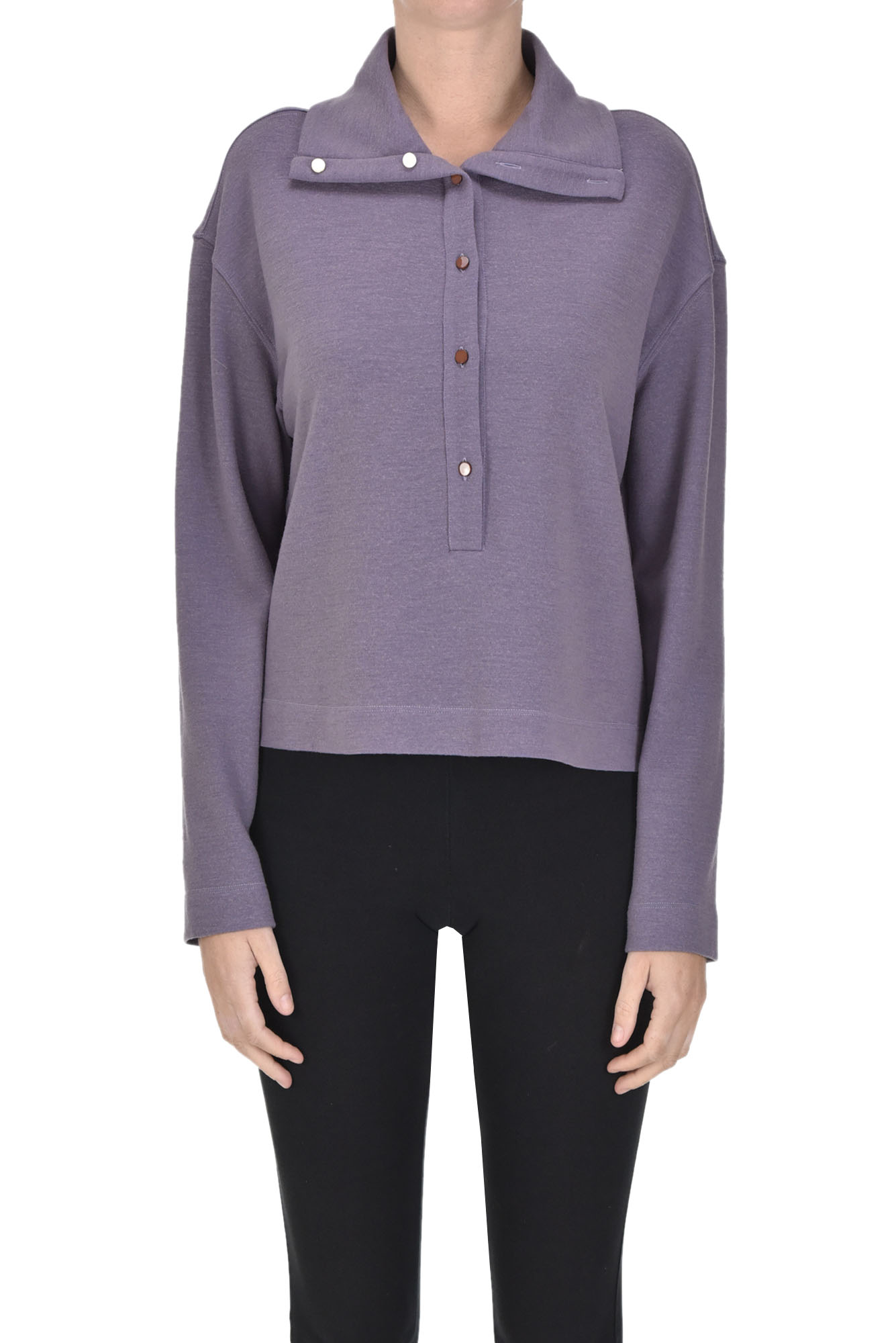 Alysi Wool Jersey Blouse In Lavender