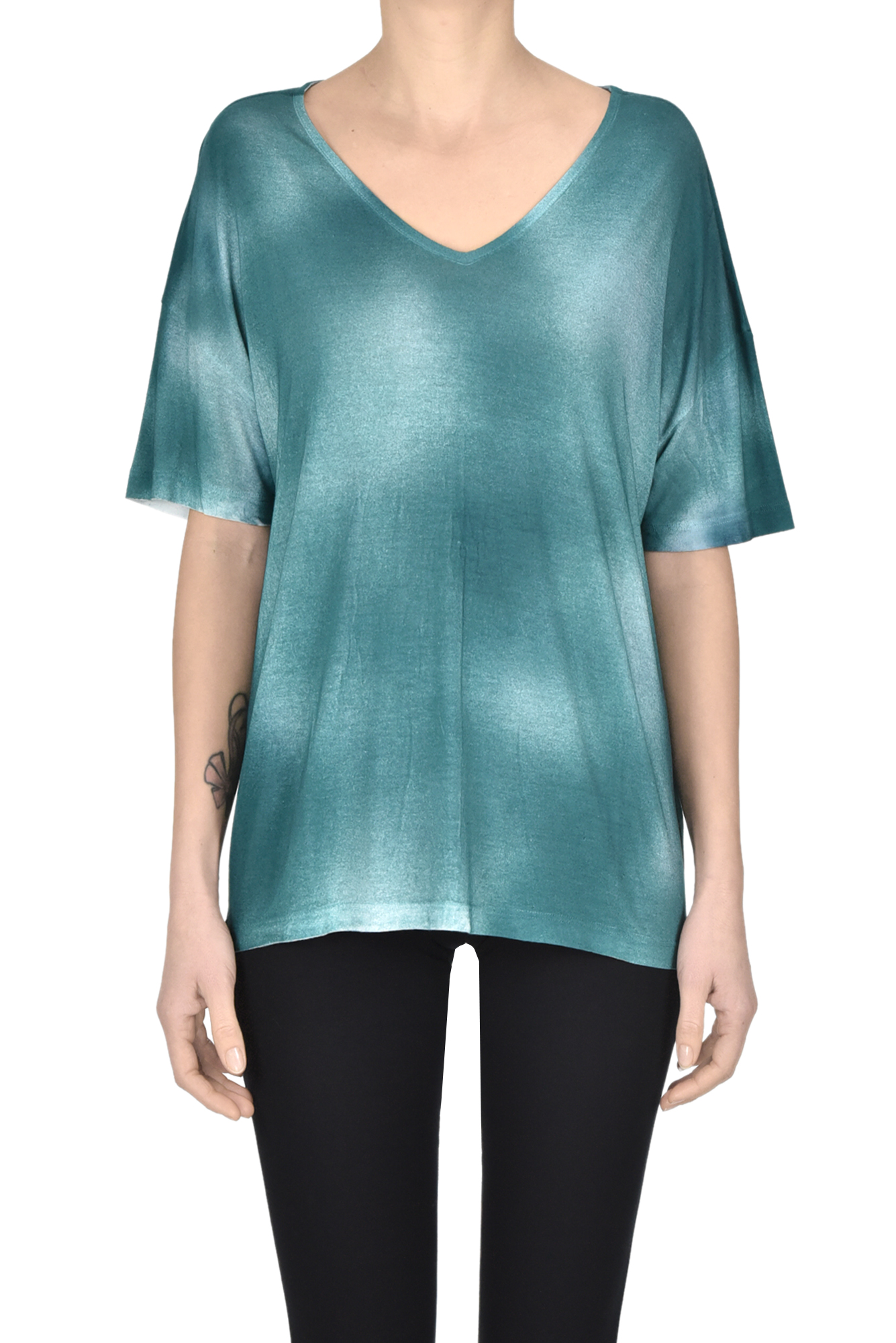 Base Milano Spray Art T-shirt In Emerald Green