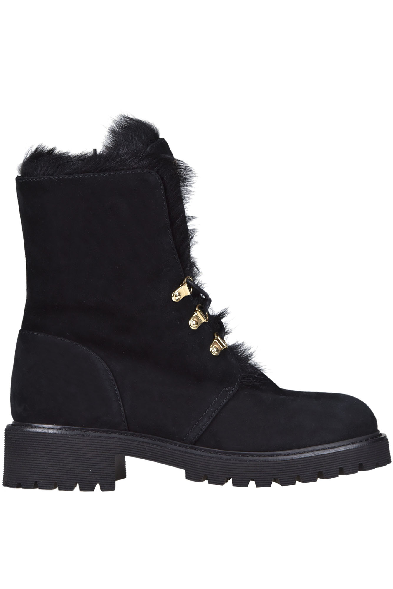 Stivaletti allacciati in suede con pelliccia