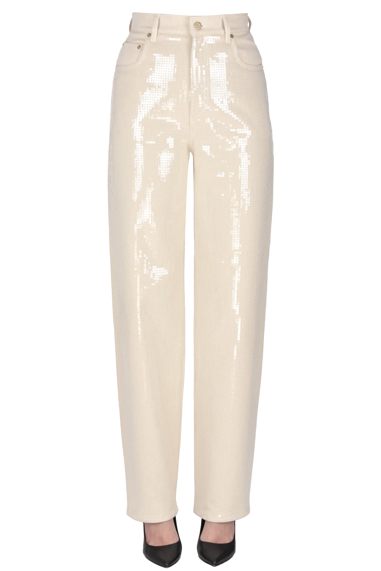 Golden Goose Kim Sequined Jeans In White