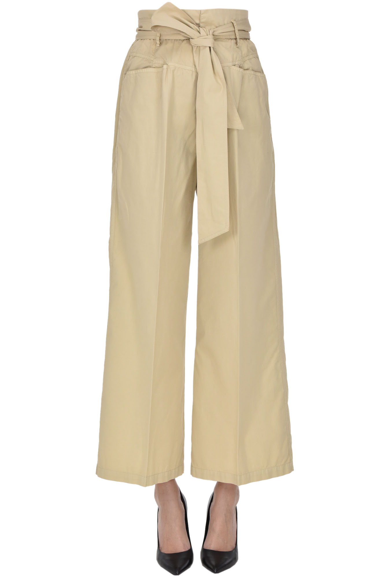 Cotton paper bag trousers