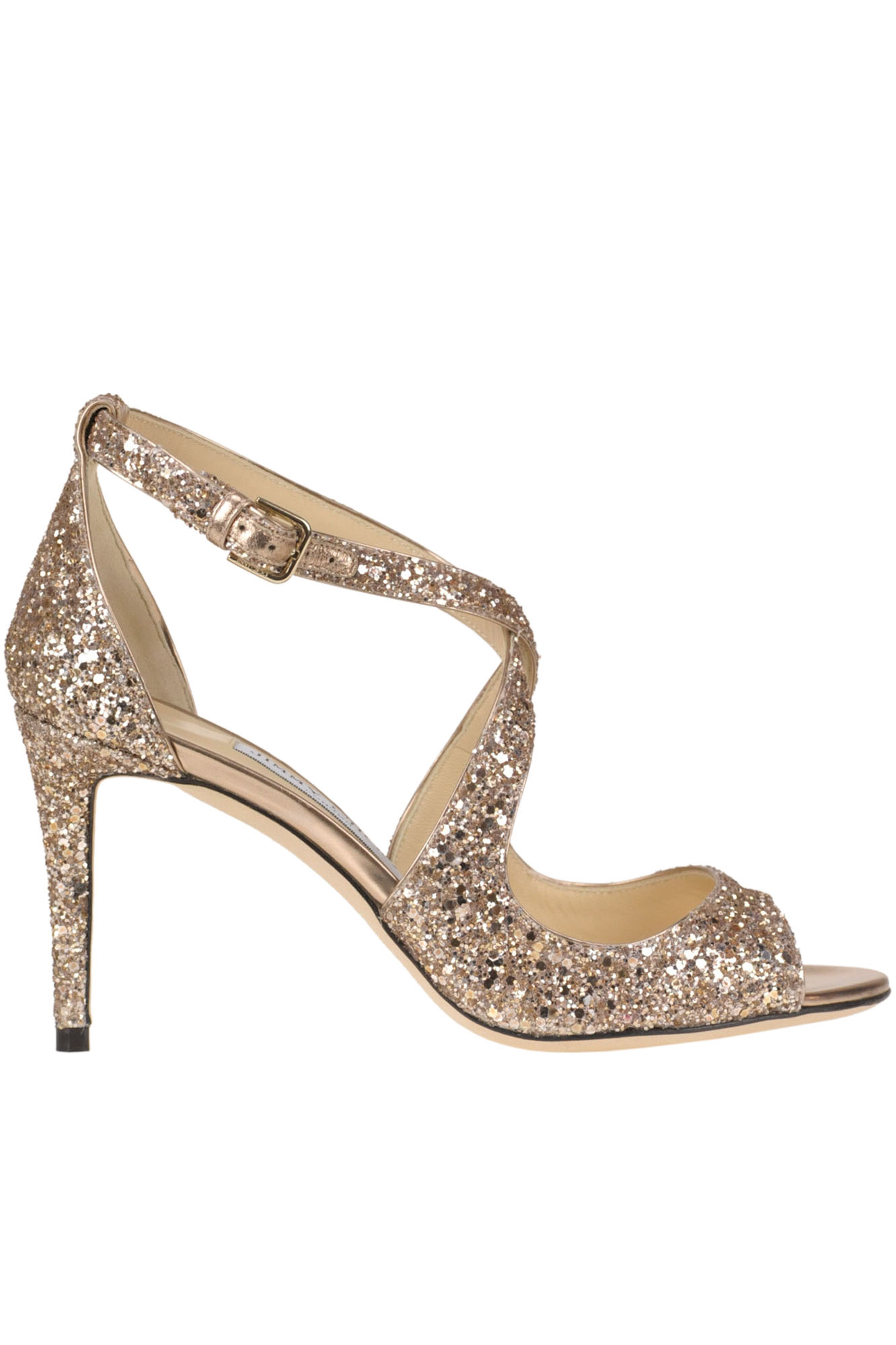 Jimmy Choo 'Emily' glittered leather sandals - Buy online on Glamest ...