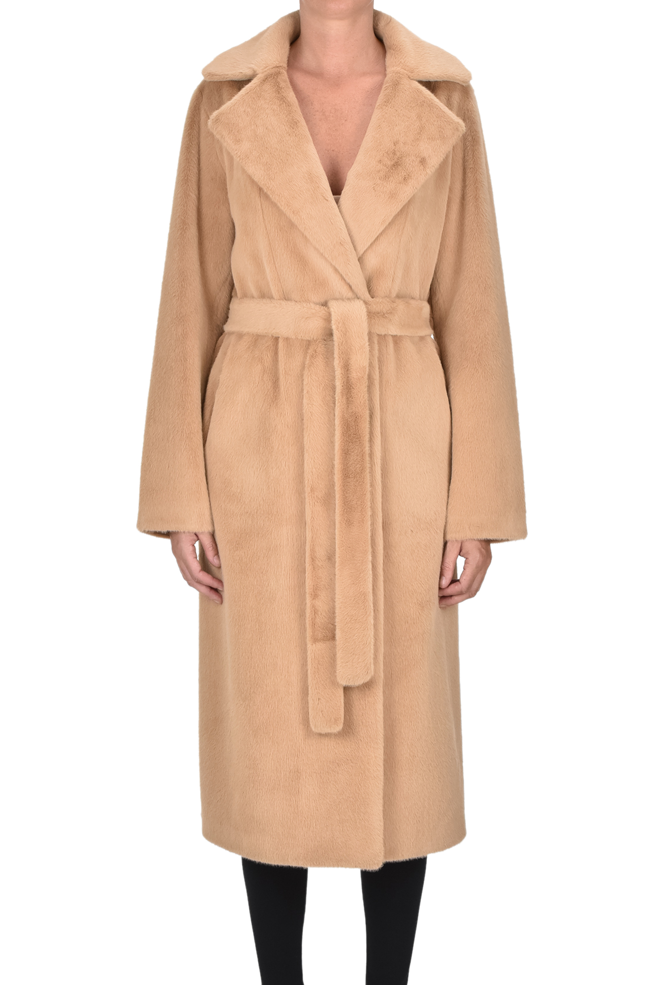 Zoe® Paris Eco-fur Long Coat In Brown