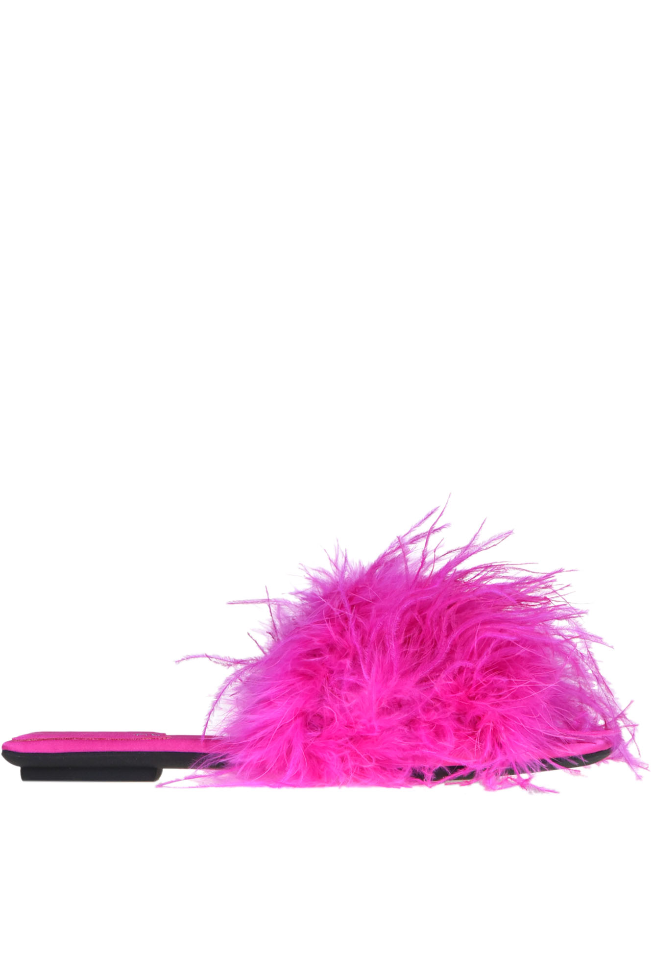 Jeffrey Campbell Feathers Slides In Fuxia