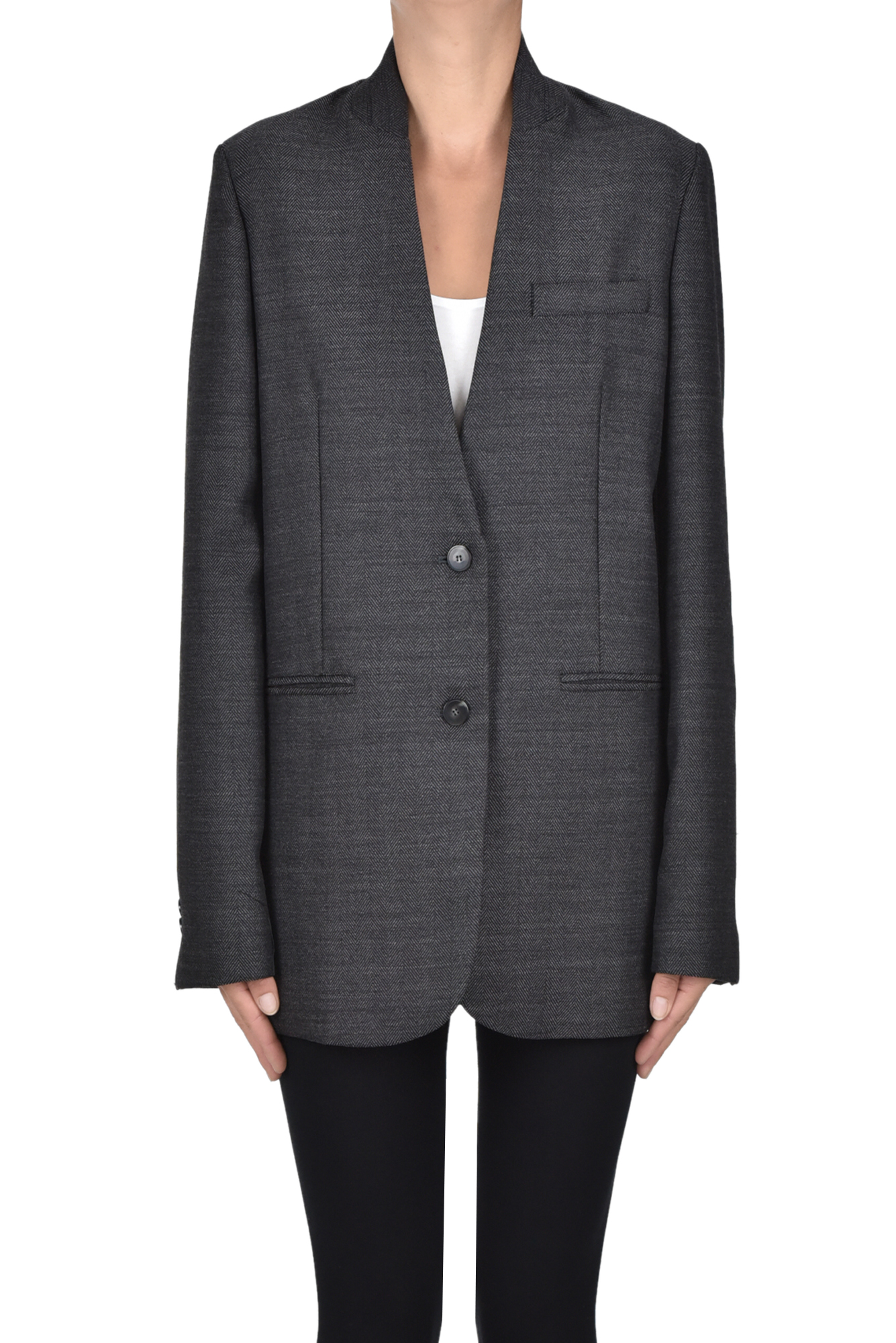 Forte Forte Wool Herringbone Sartorial Blazer In Gray