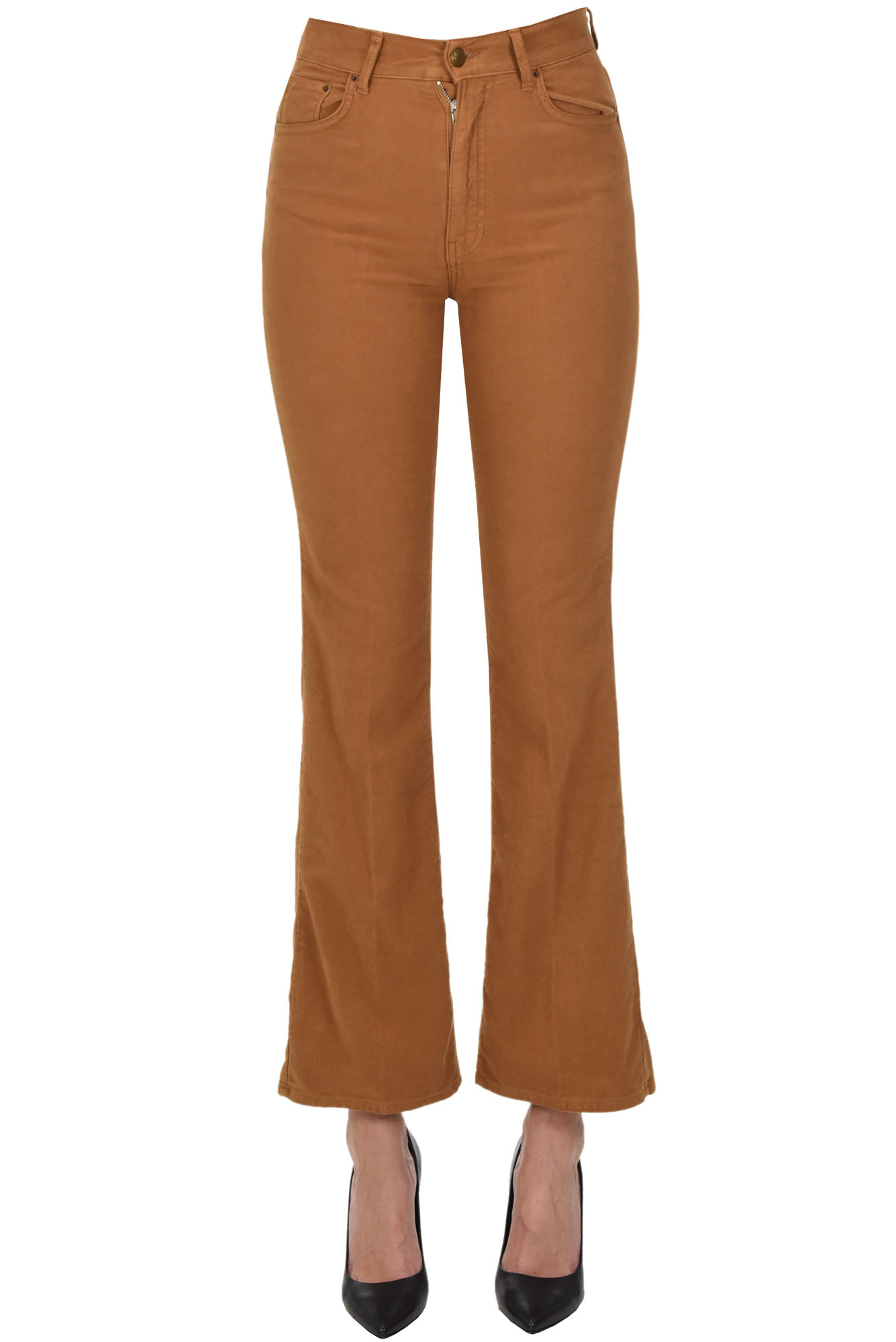 Ps. Don't Forget Me Velvet 5 Pockets Style Trousers In Light Brown
