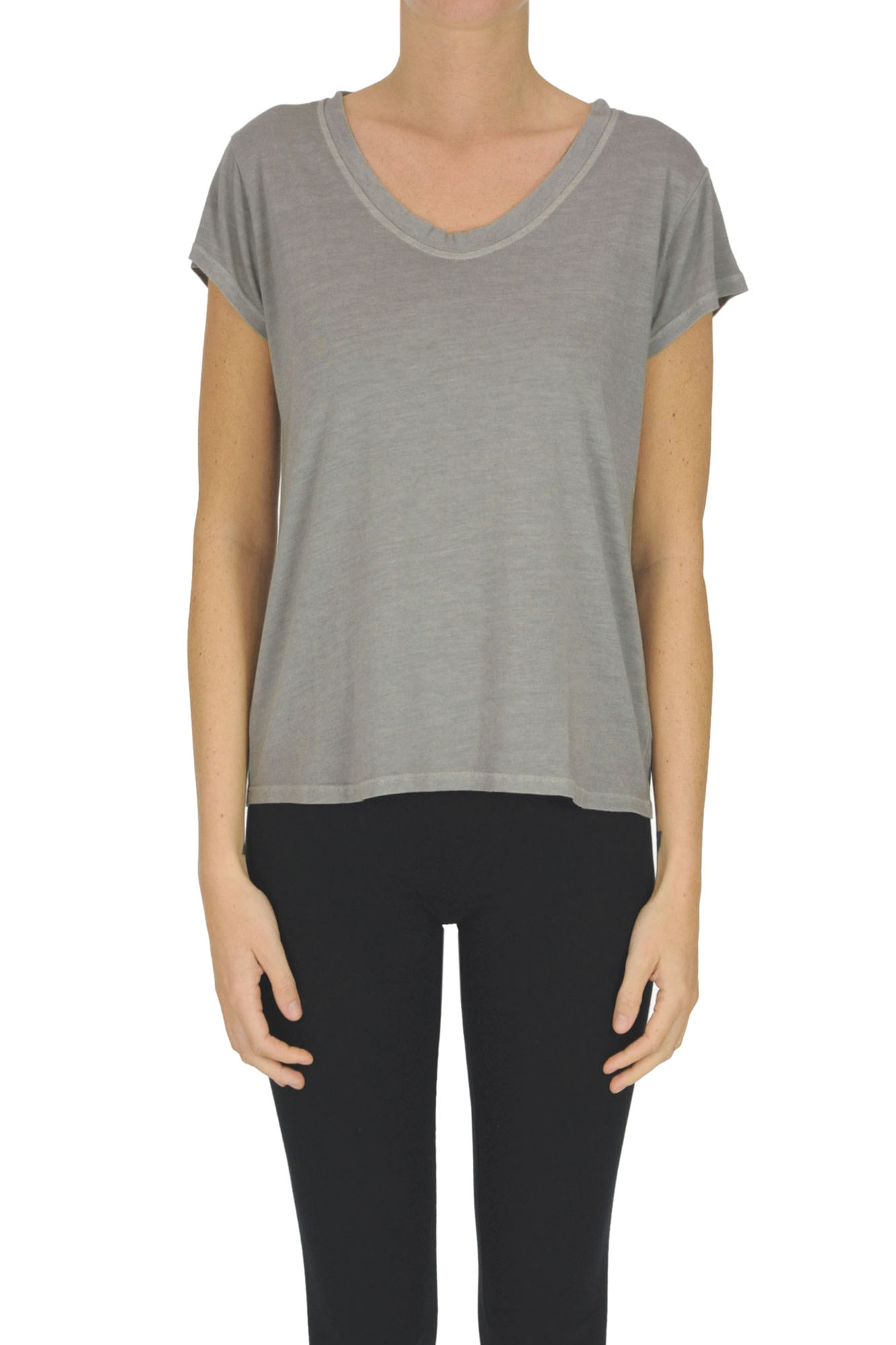 Fine Edge Viscose-blend T-shirt In Grey