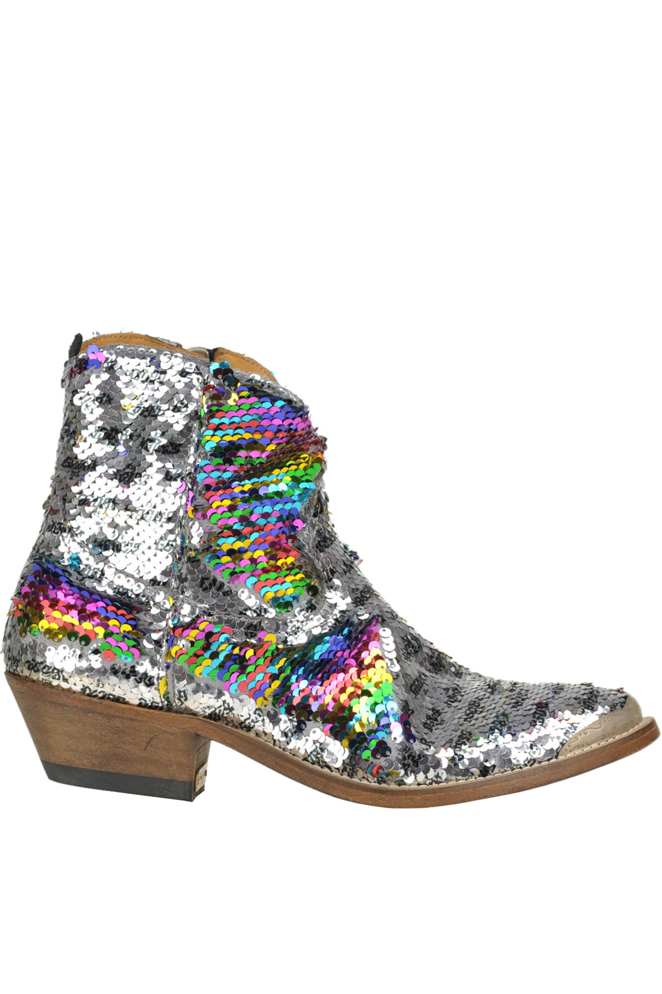 Golden Goose Young Sequined Texan Boots In Silver