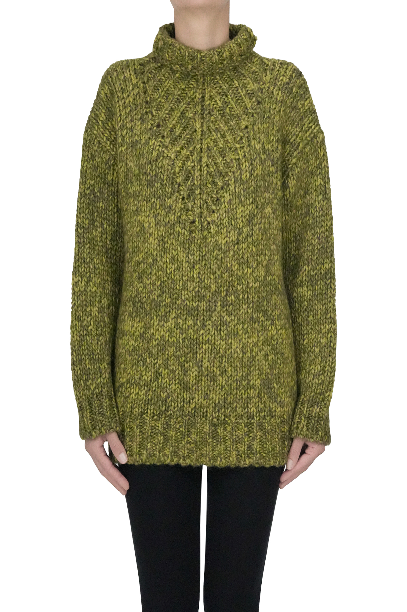 Alberta Ferretti Chunky Knit Turtleneck Pullover In Multi