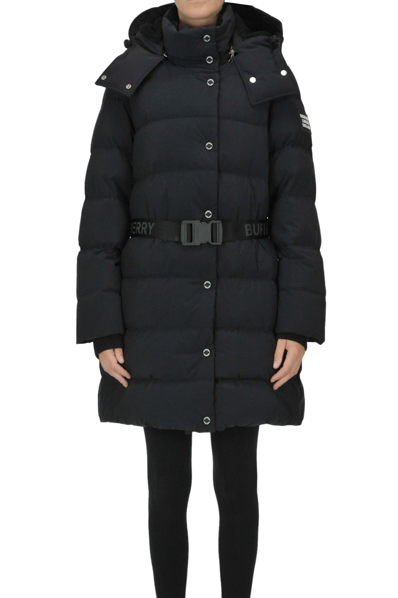Shop Burberry Quilted Long Down Jacket In Black