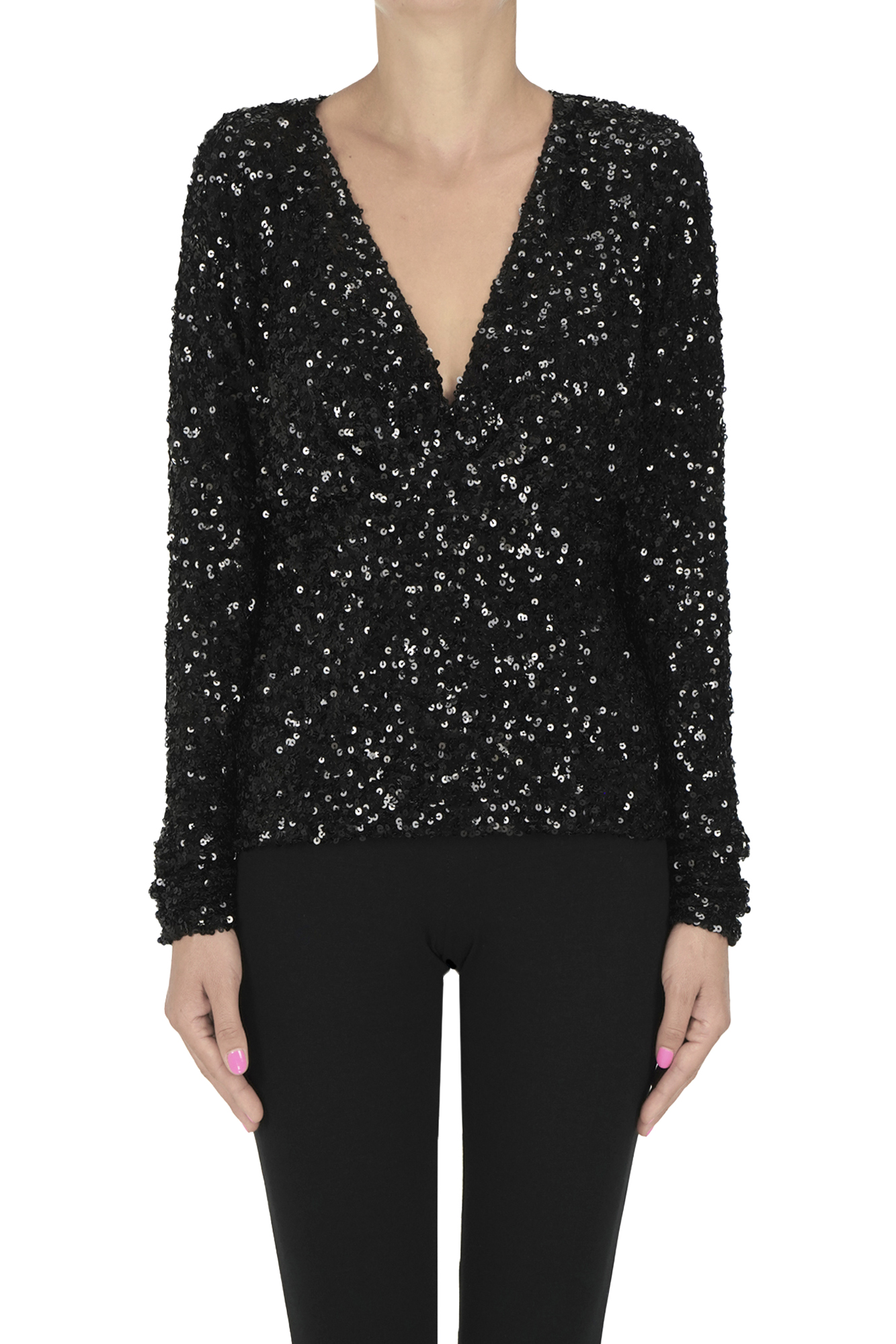 P.a.r.o.s.h Sequined Blouse In Black