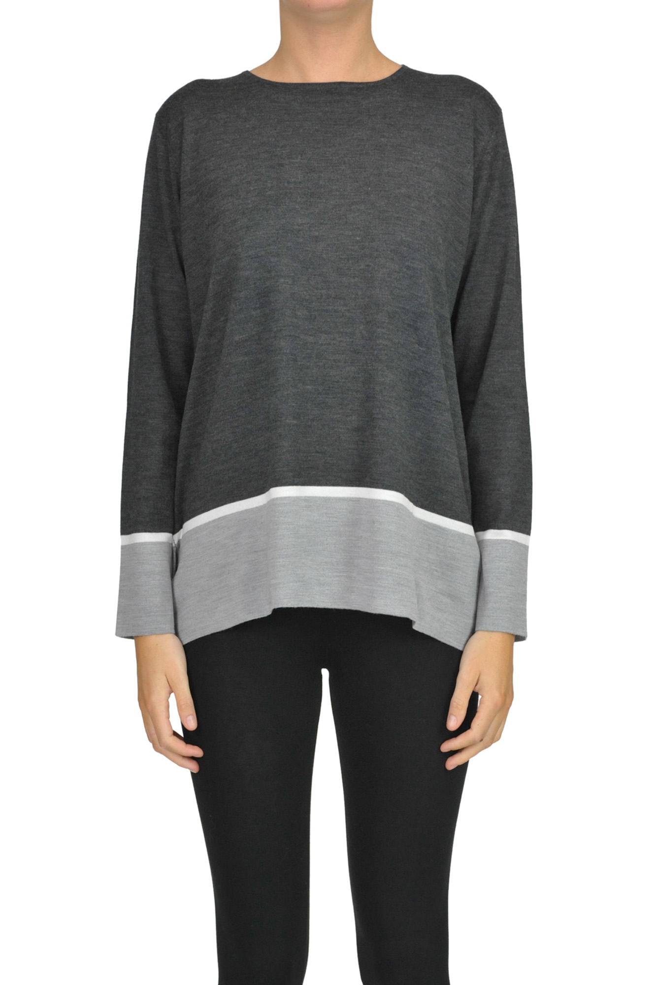 Anneclaire Wool And Silk Pullover In Charcoal