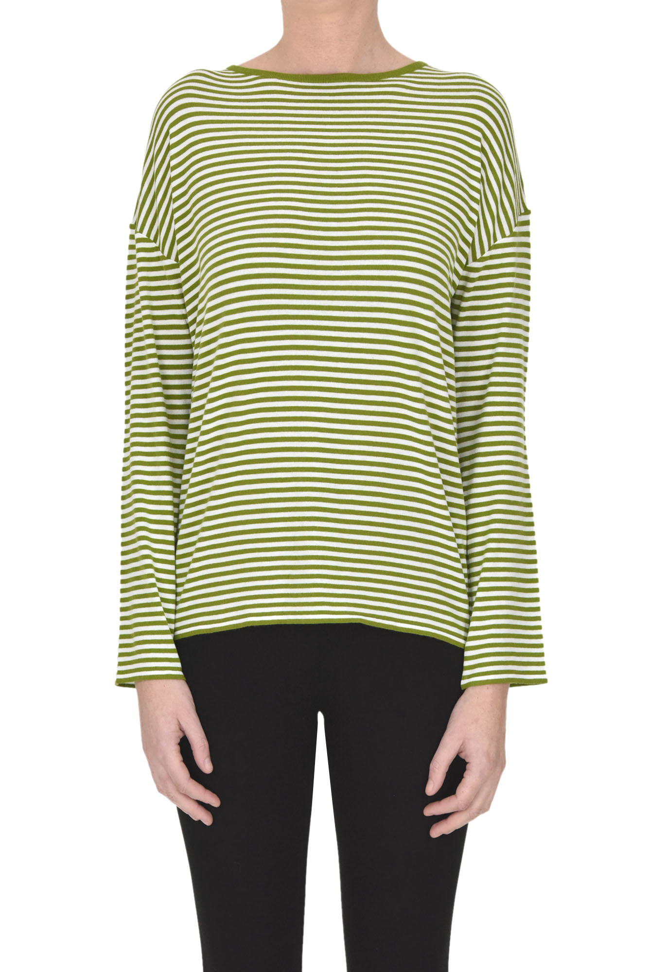 Shop Base Milano Striped Pullover In Green