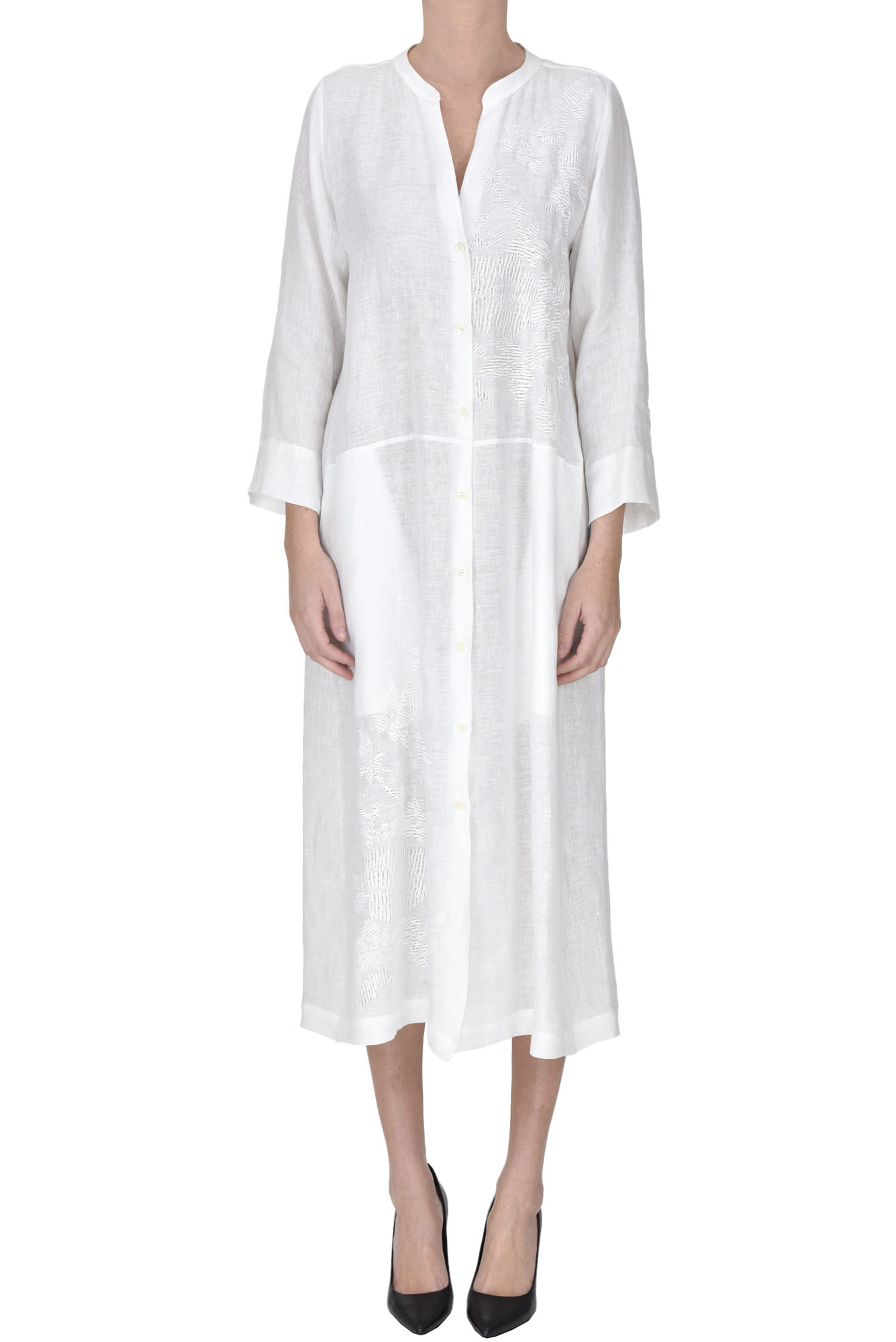 Why Ci Lined Shirt Dress In White | ModeSens