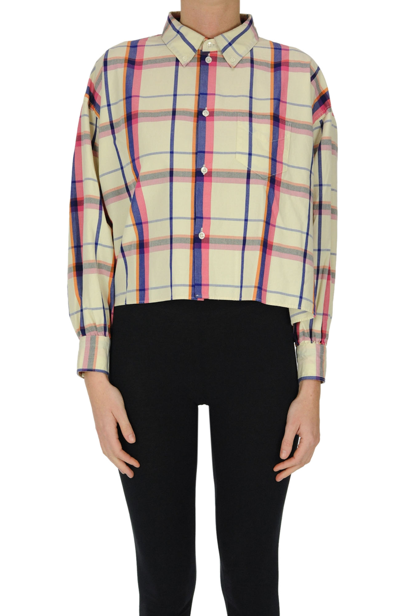 Bellerose CROPPED CHECKED PRINT SHIRT