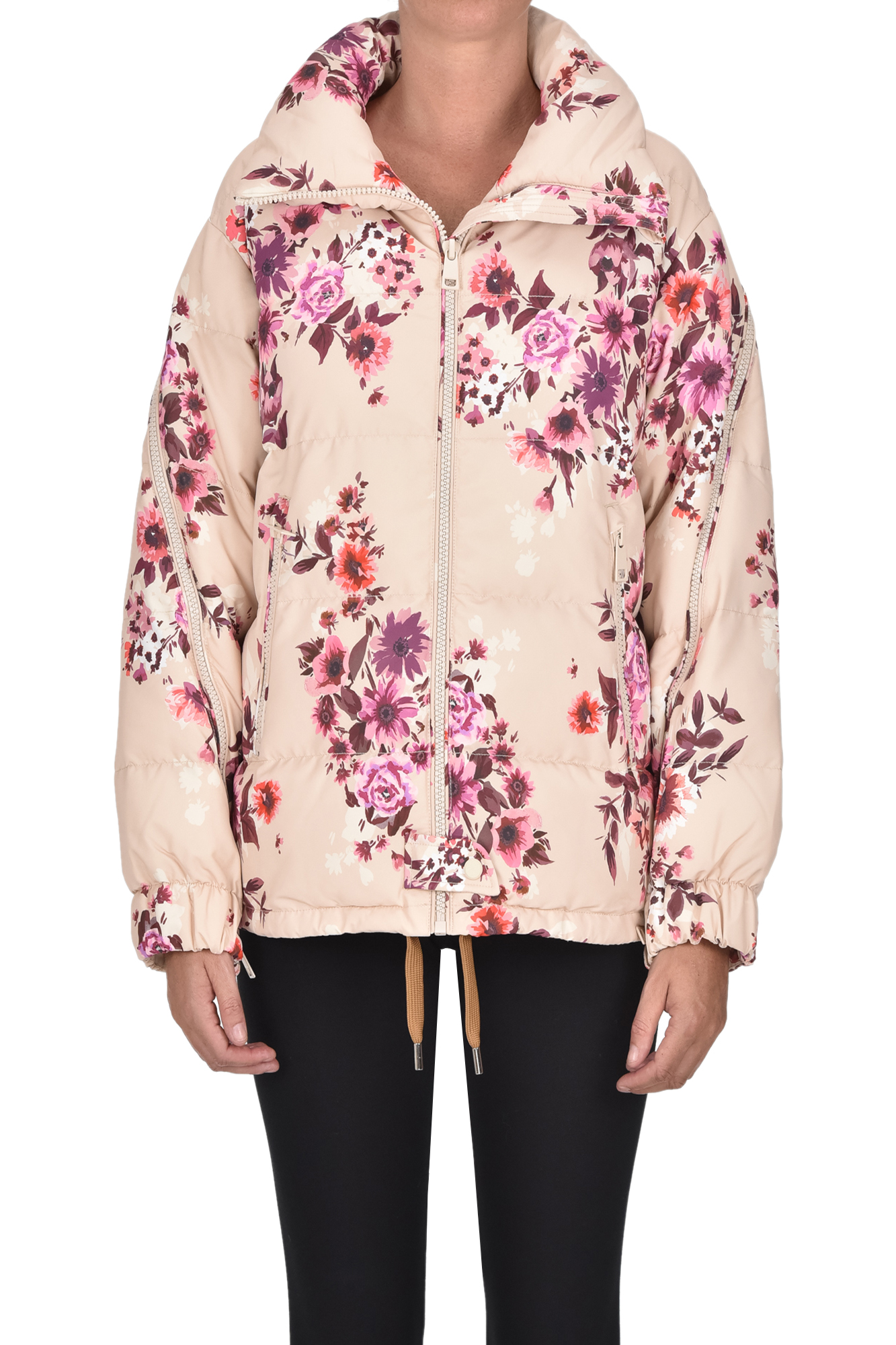 Oof Wear Flower Print Eco-friendly Down Jacket In Nude
