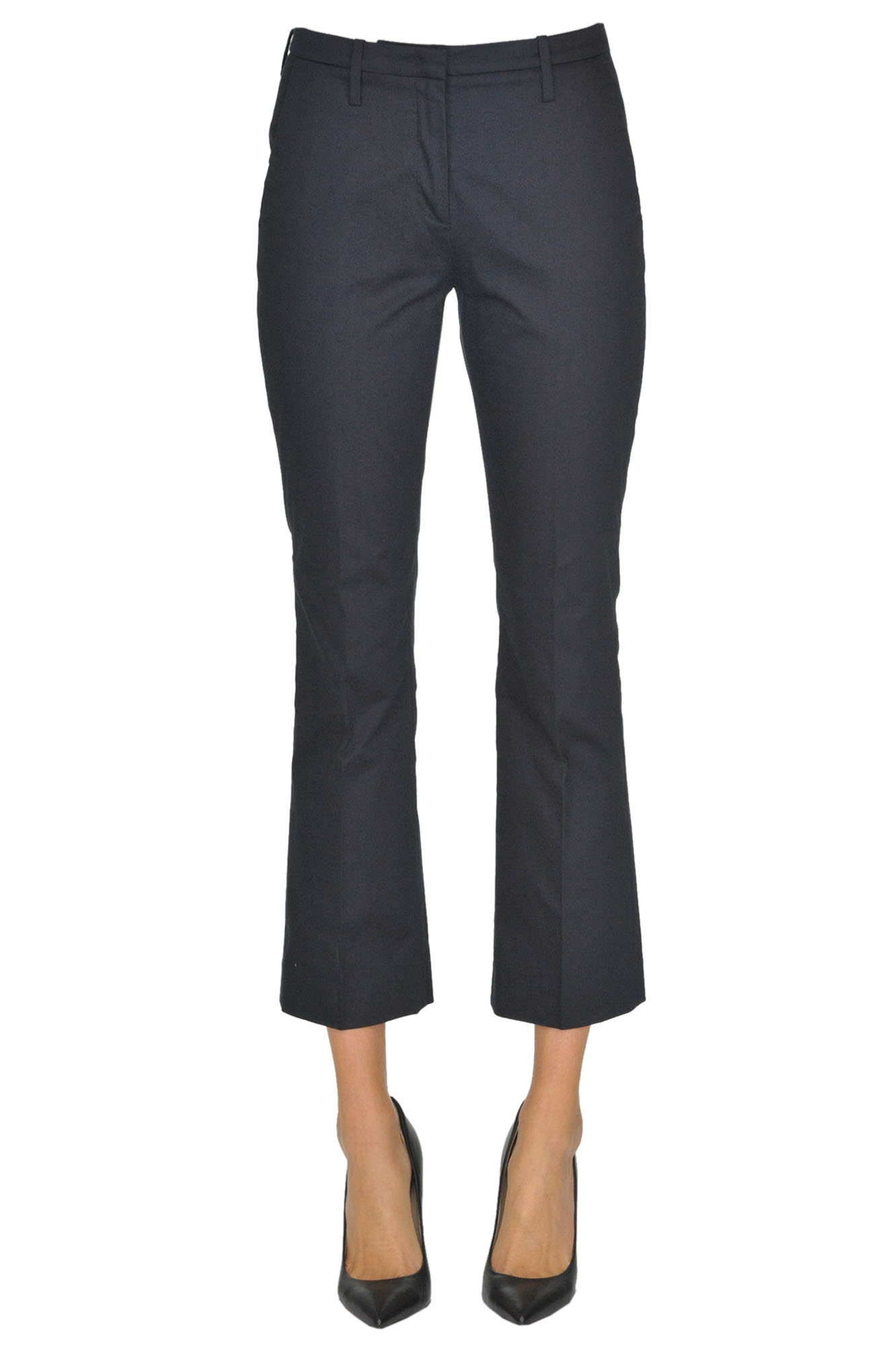 Argonne Cropped Cotton Trousers In Navy Blue