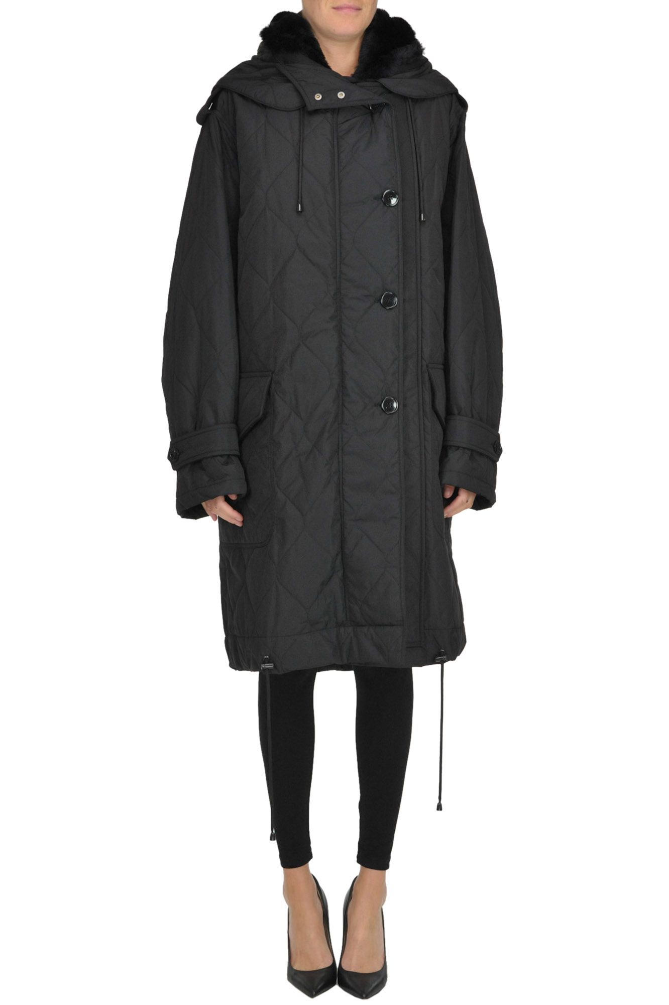 Dries Van Noten Quilted Parka Coat In Black