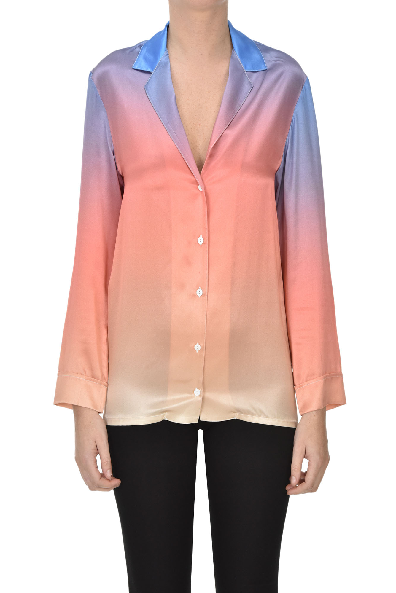 Sleep No More Pijama Style Silk Shirt In Multicoloured