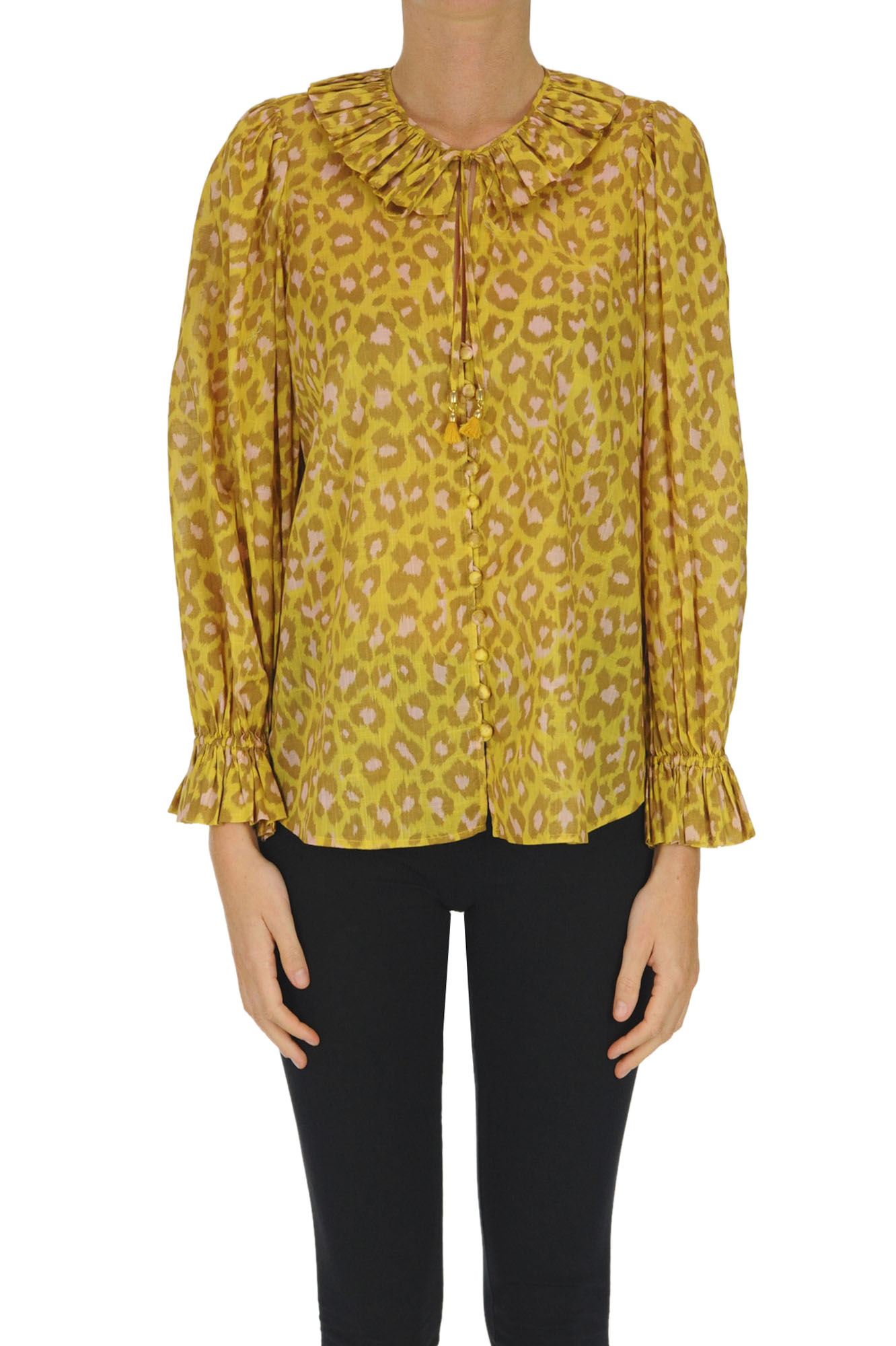 Zimmermann Carnaby Ruffled Cotton Voile Shirt In Mustard | ModeSens