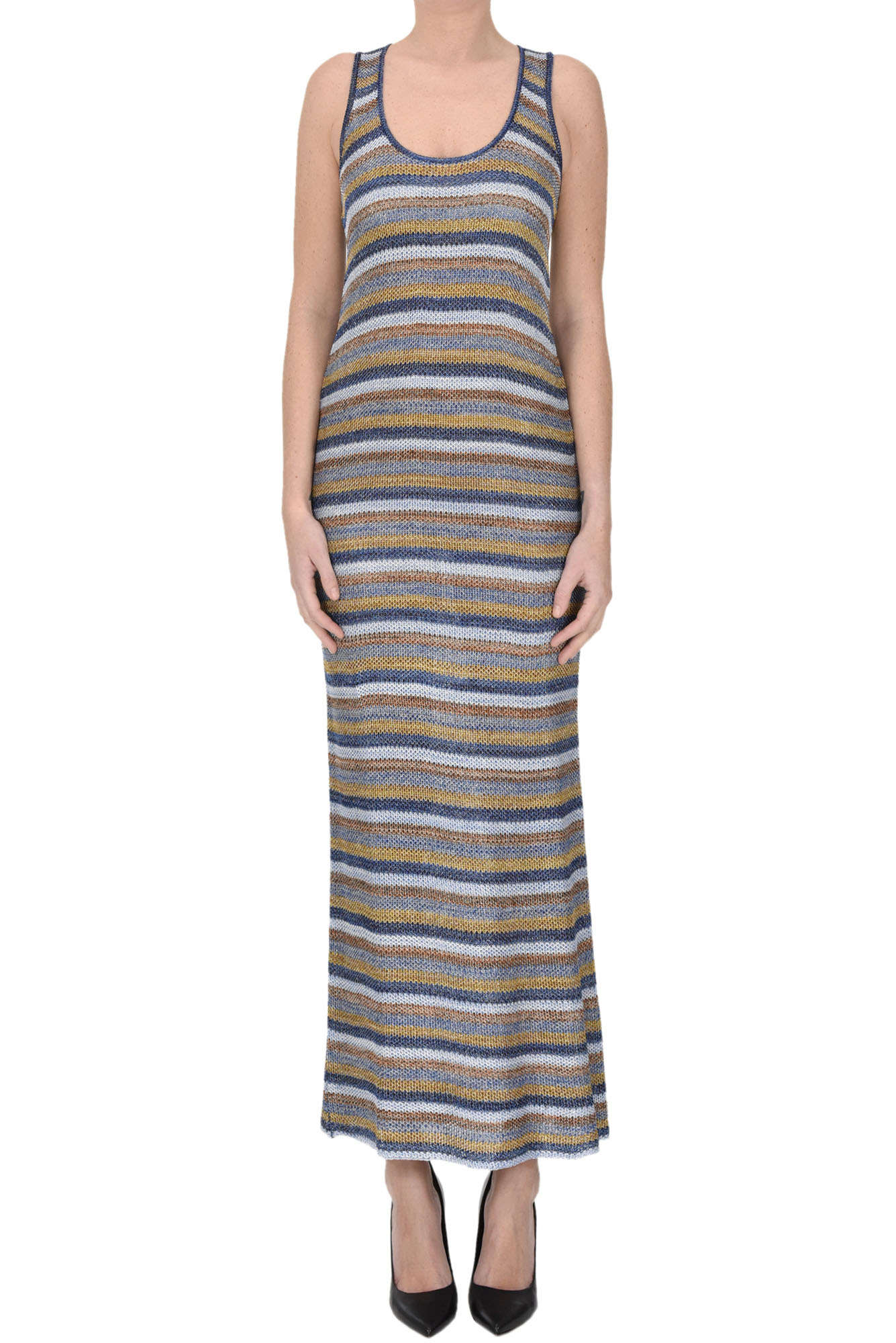 Shop Roberto Collina Textured Knit Long Dress In Multicoloured