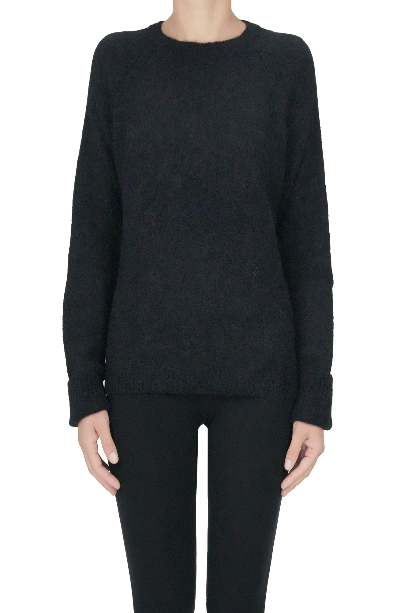 Base Milano Alpaca-blend Pullover In Black