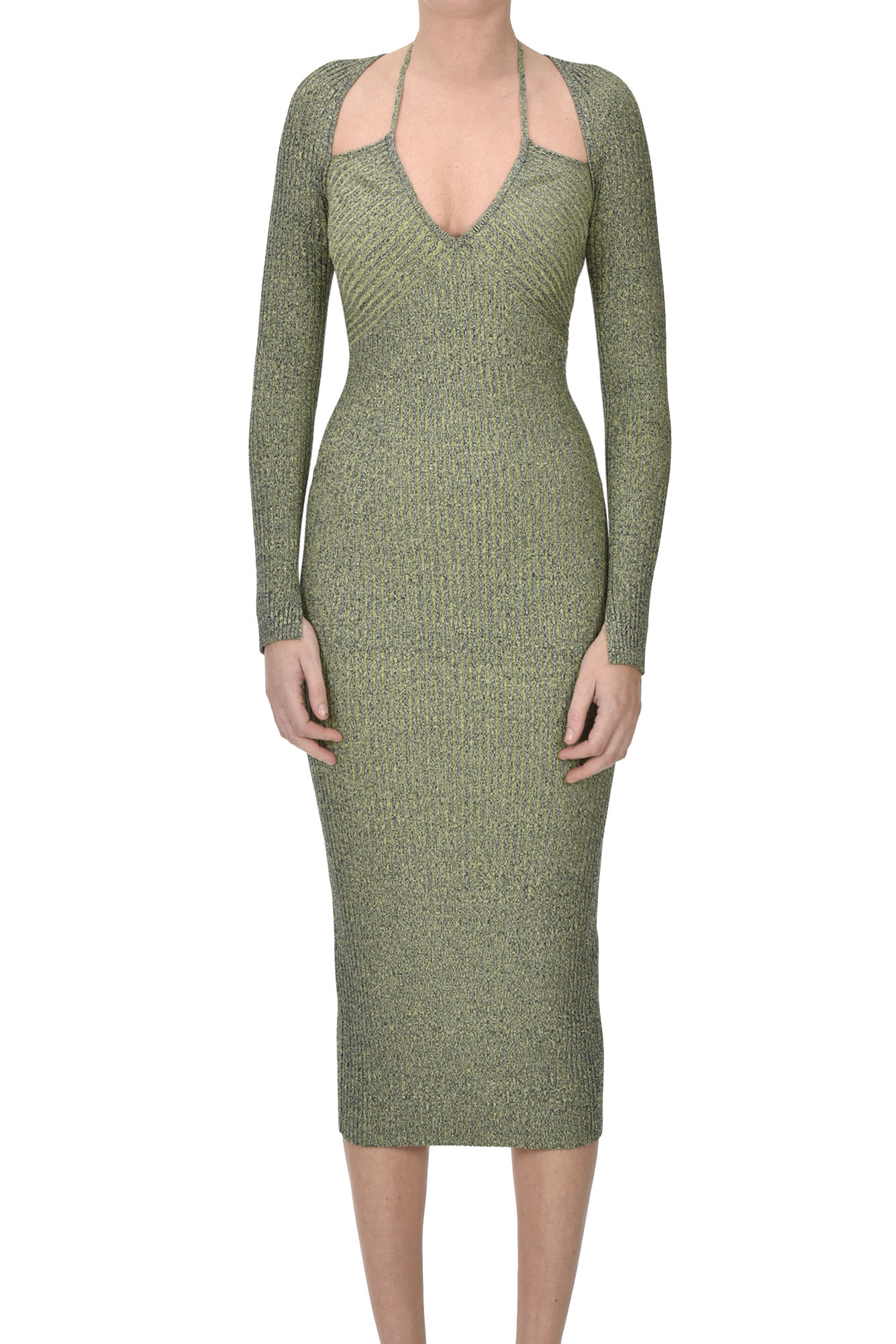 Jonathan Simkhai Ribbed Knit Dress In Lime