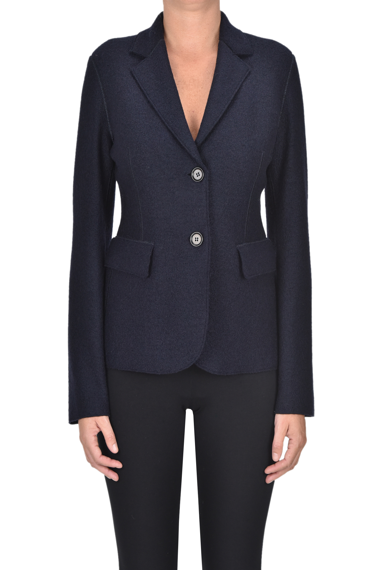 Aspesi Wool Cloth Blazer In Blue