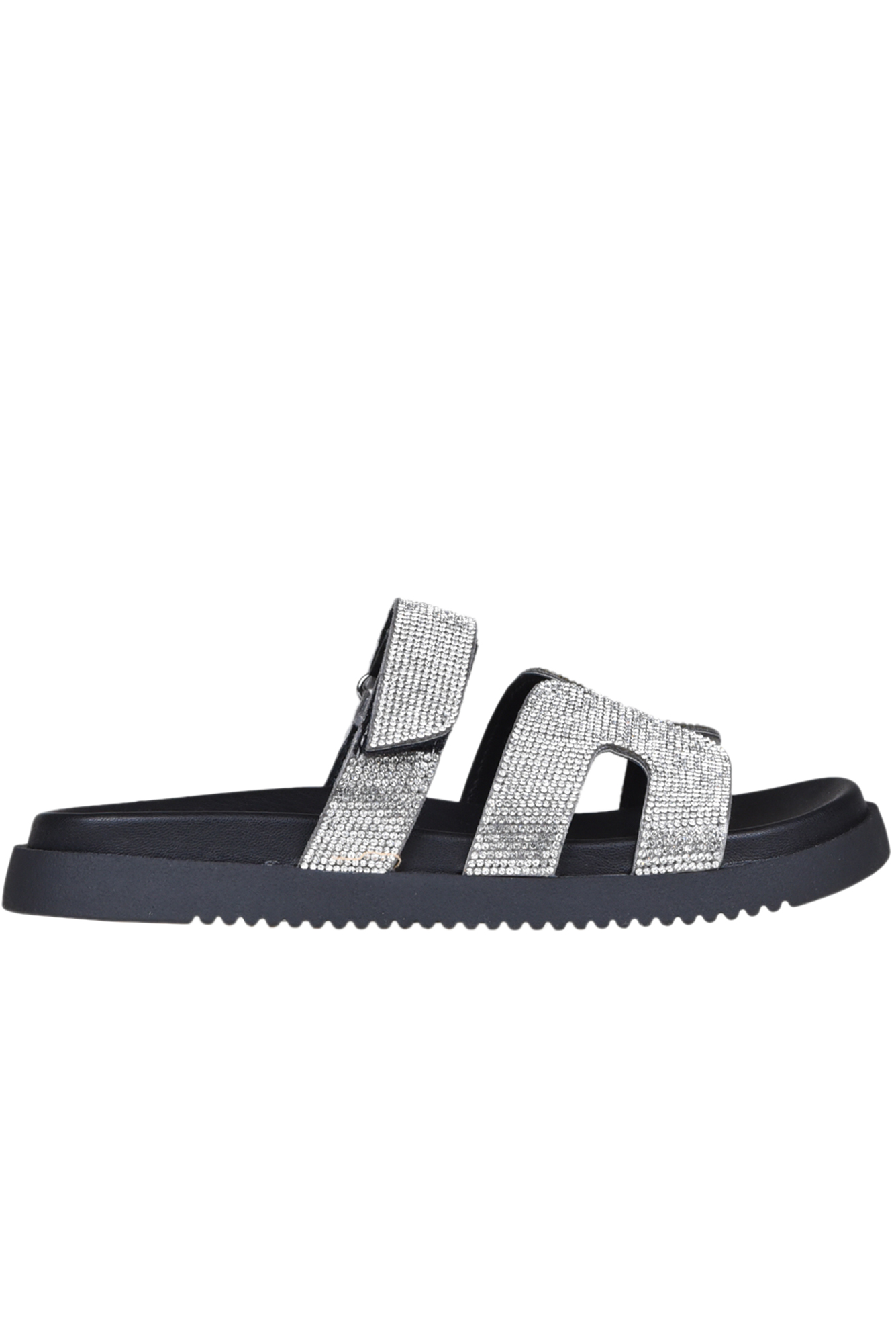STEVE MADDEN MISSILE CRYSTAL EMBELLISHED SLIDES