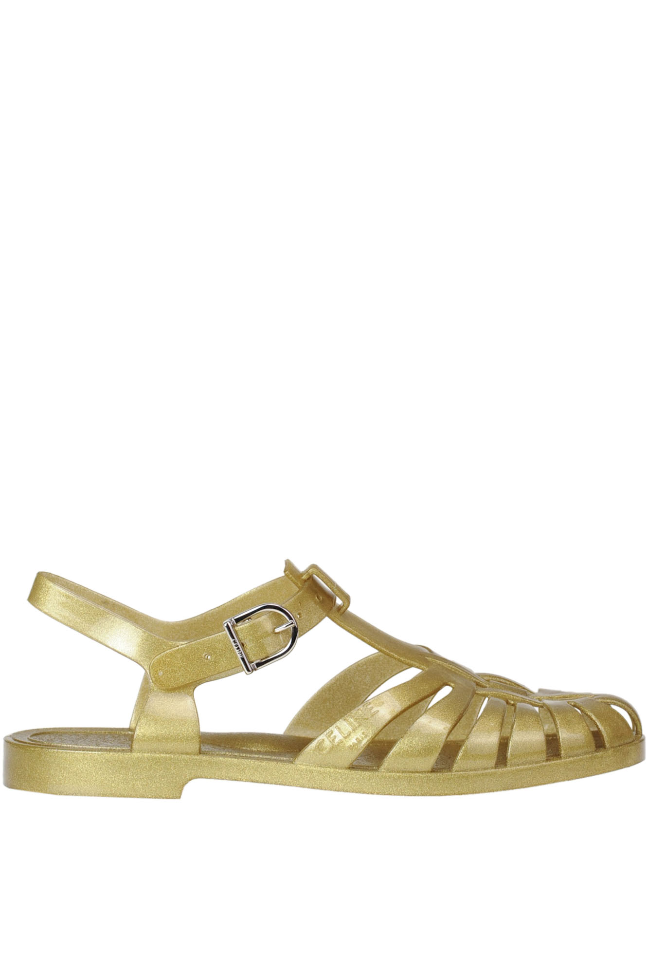 Celine Glittered Rubber Sandals In Gold