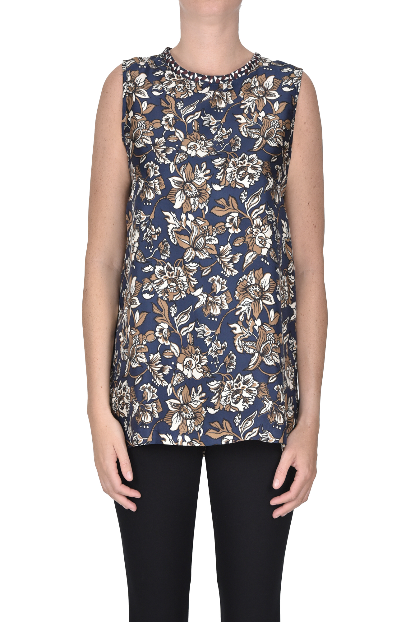 S Max Mara Xiria Silk Top In Blue
