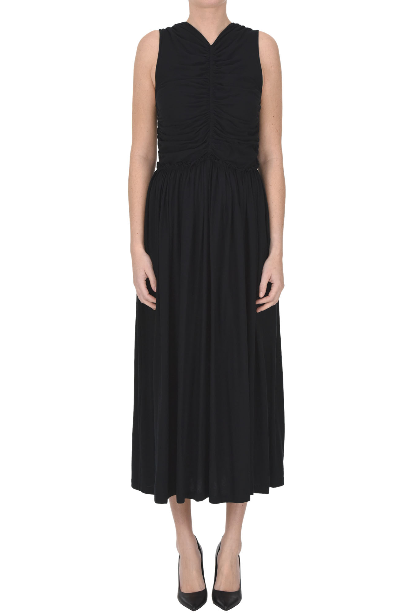 Ulla Johnson Mimi Ruched Cotton Dress In Black