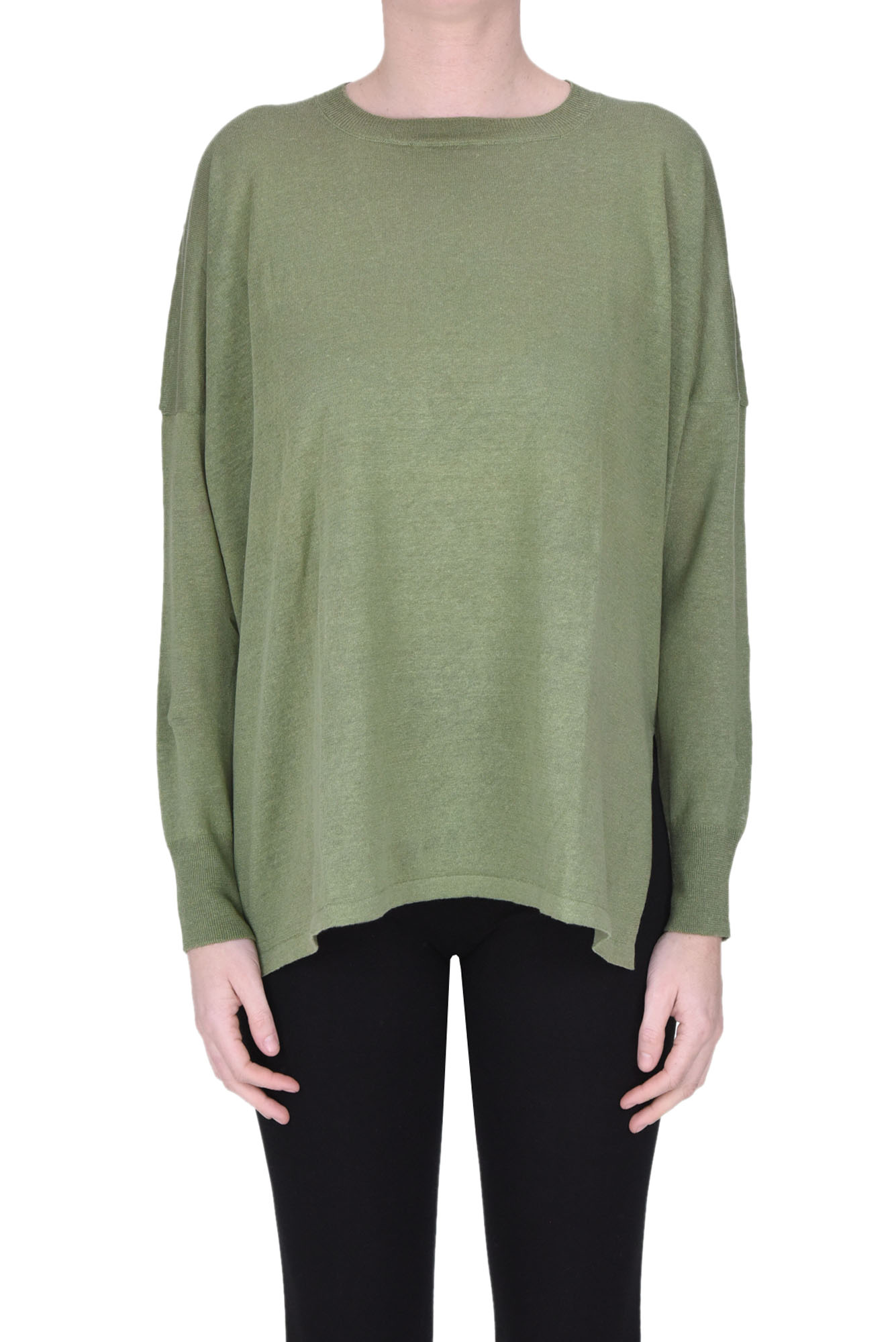 Shop Base Milano Box Pullover In Olive Green