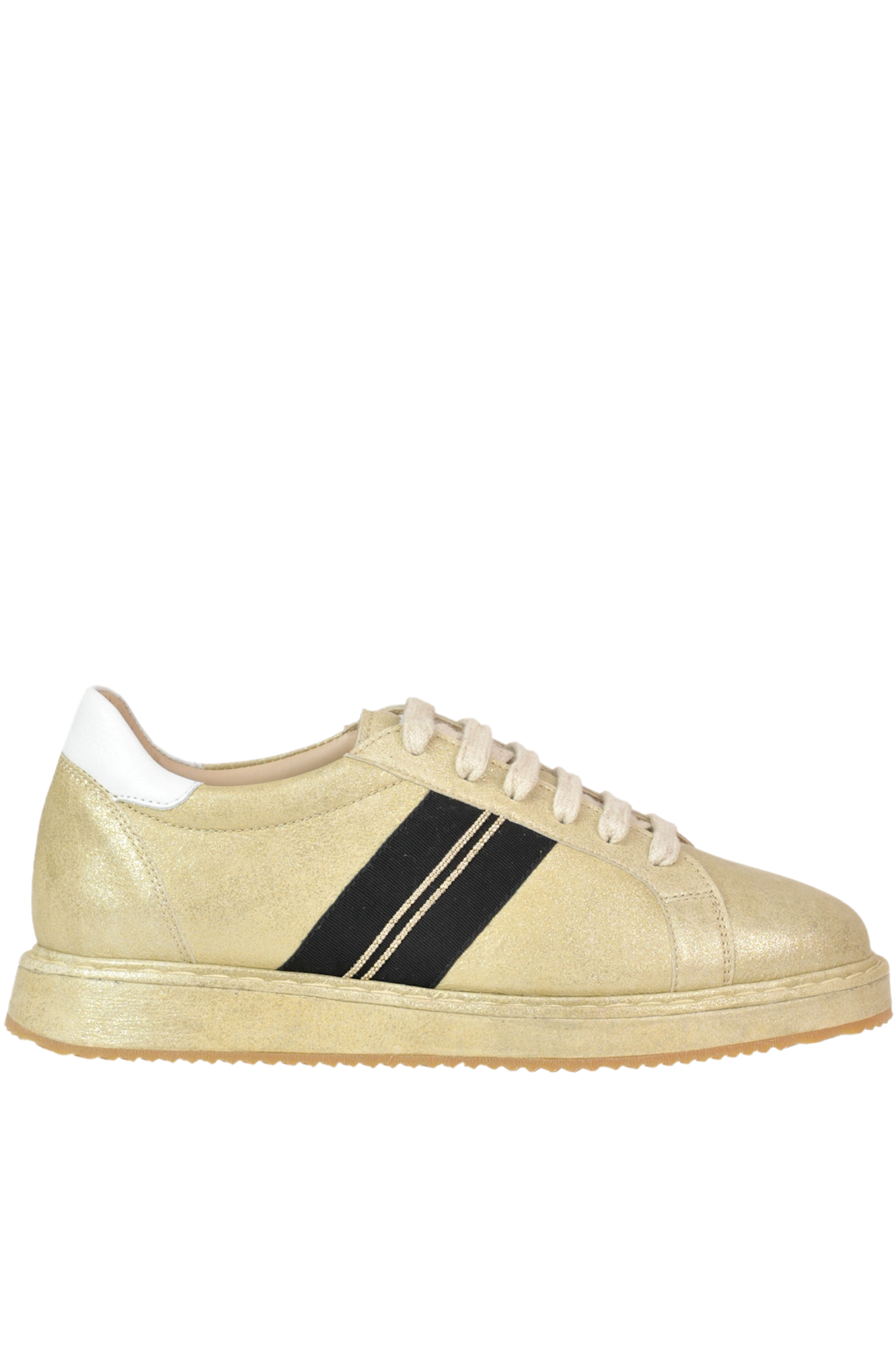 Brunello Cucinelli Metallic Effect Leather Sneakers In Gold