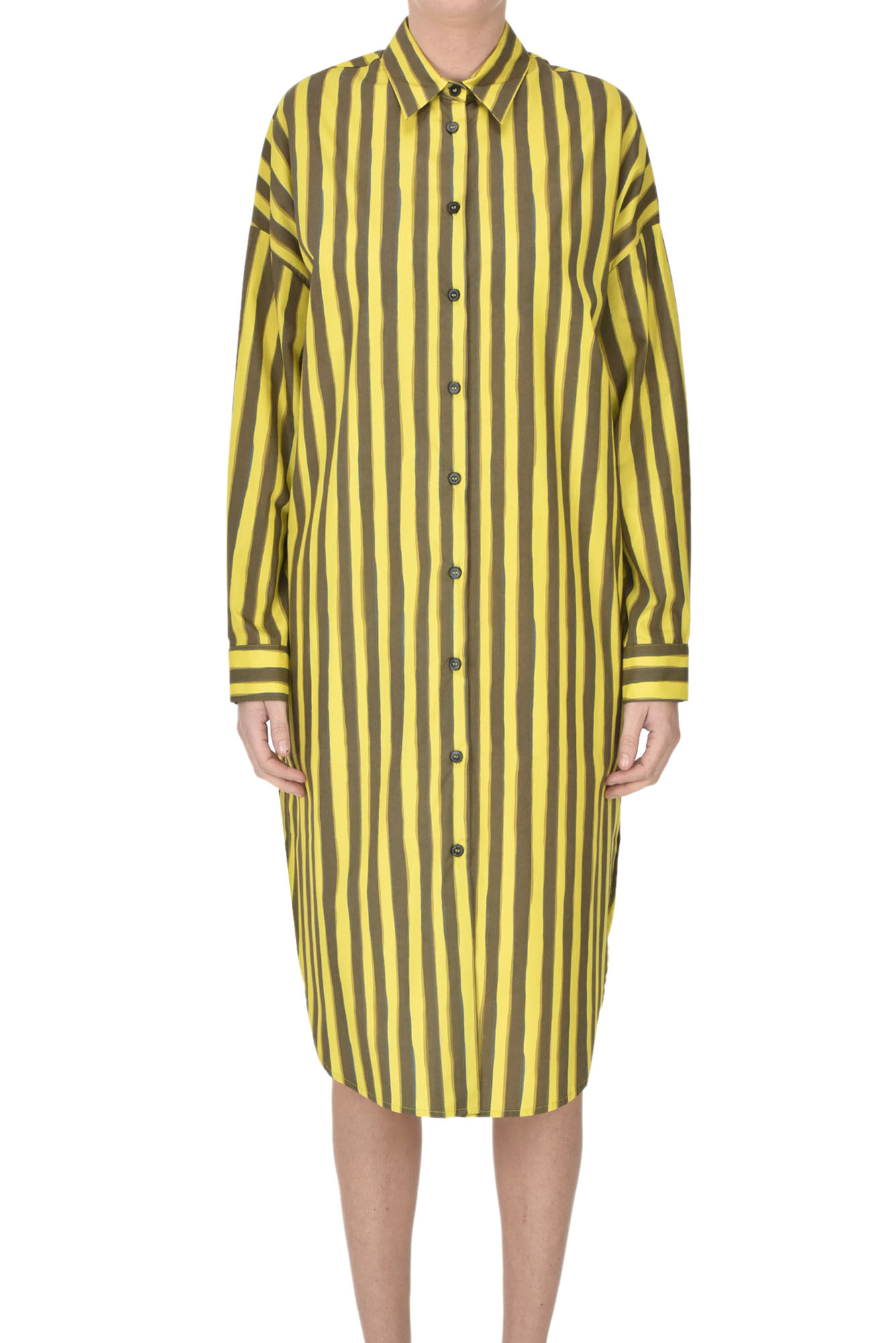 Pdr Phisique Du Role Striped Shirt Dress In Yellow