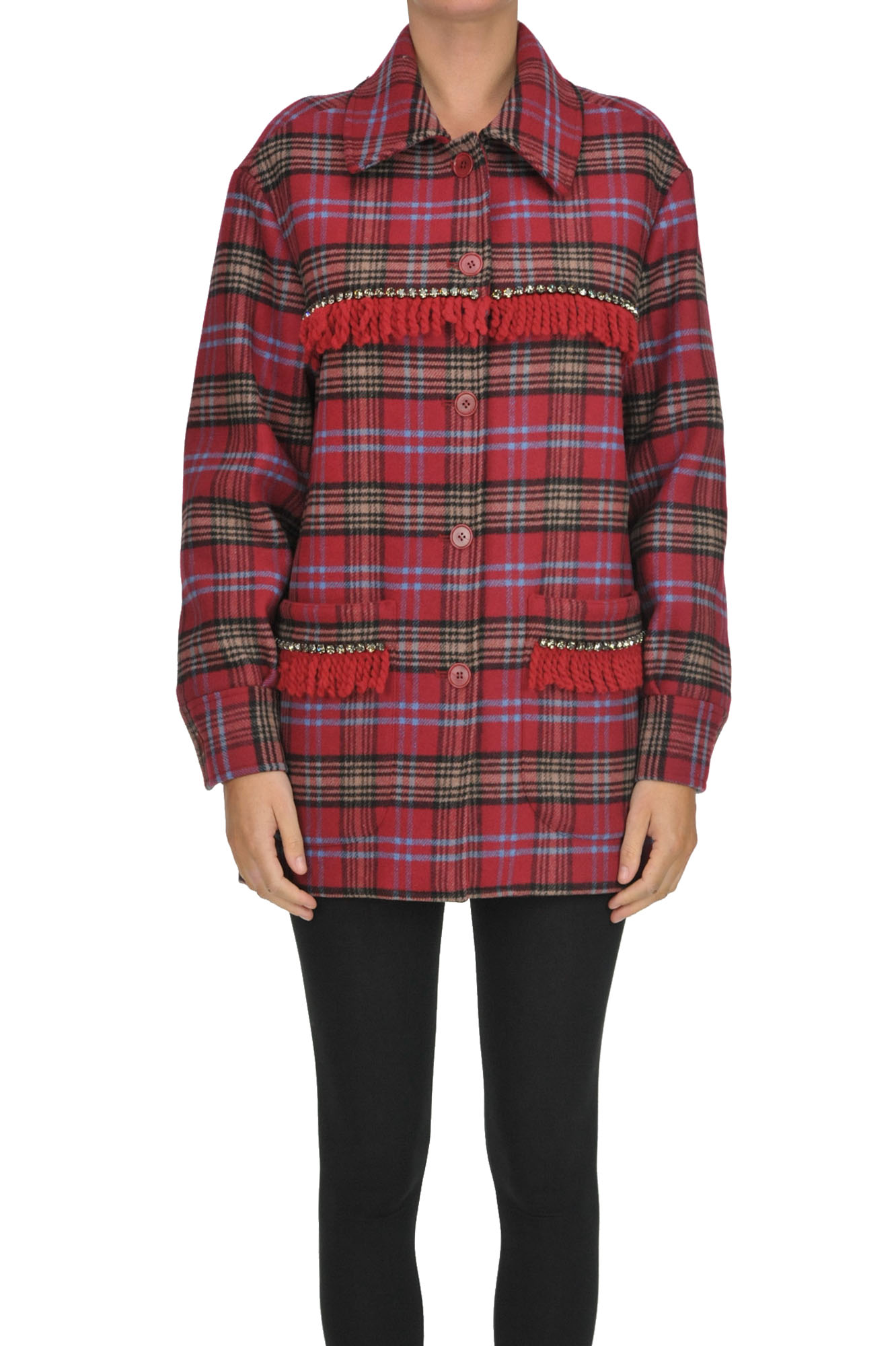 P.a.r.o.s.h. Checked Print Coat In Fire Red