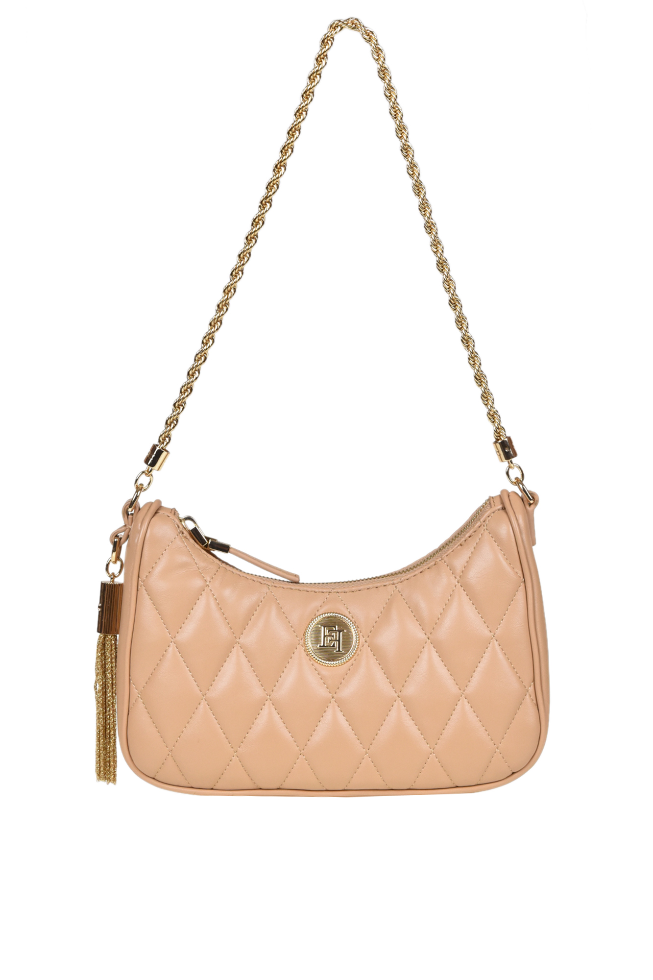 Elisabetta Franchi Quilted Eco-leather Bag In Sand